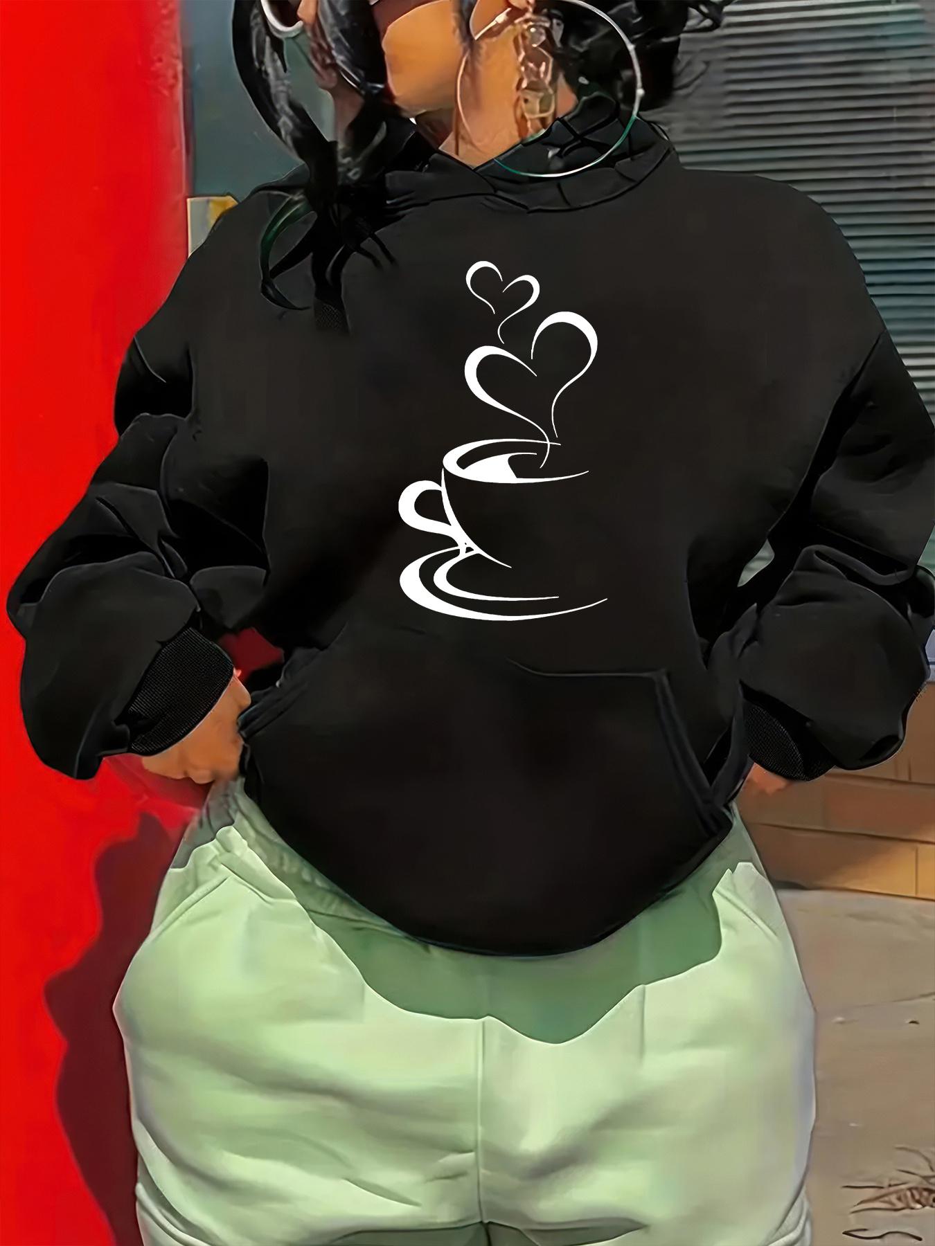 Tailorly Women's Printed Hoodie - Steaming Hearts Floating Above A Cozy Coffee Cup
