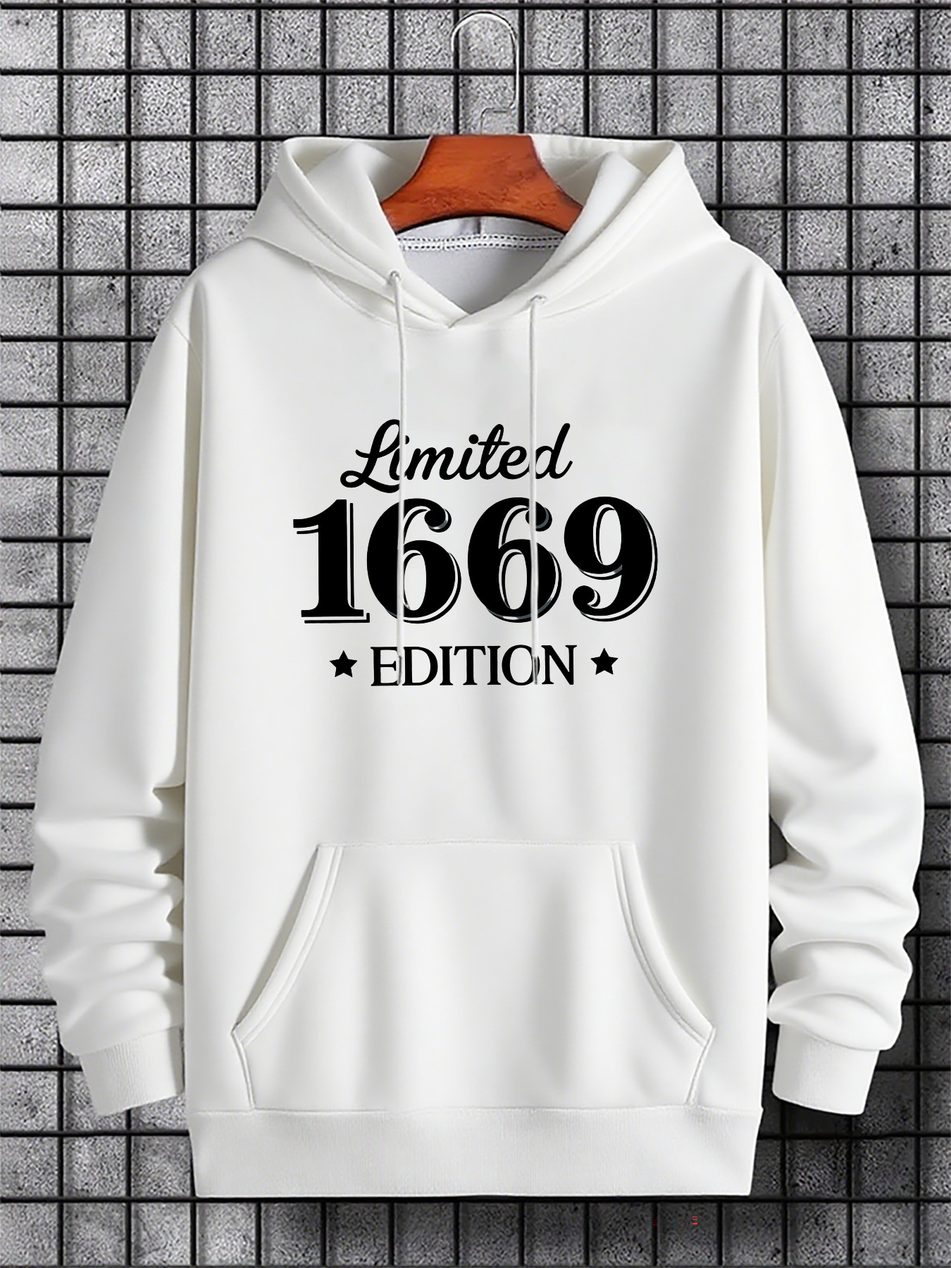 Tailorly Men's Printed Hoodie - Limited Edition Bold Black Numbers Surrounded By Small Stars Hoodie