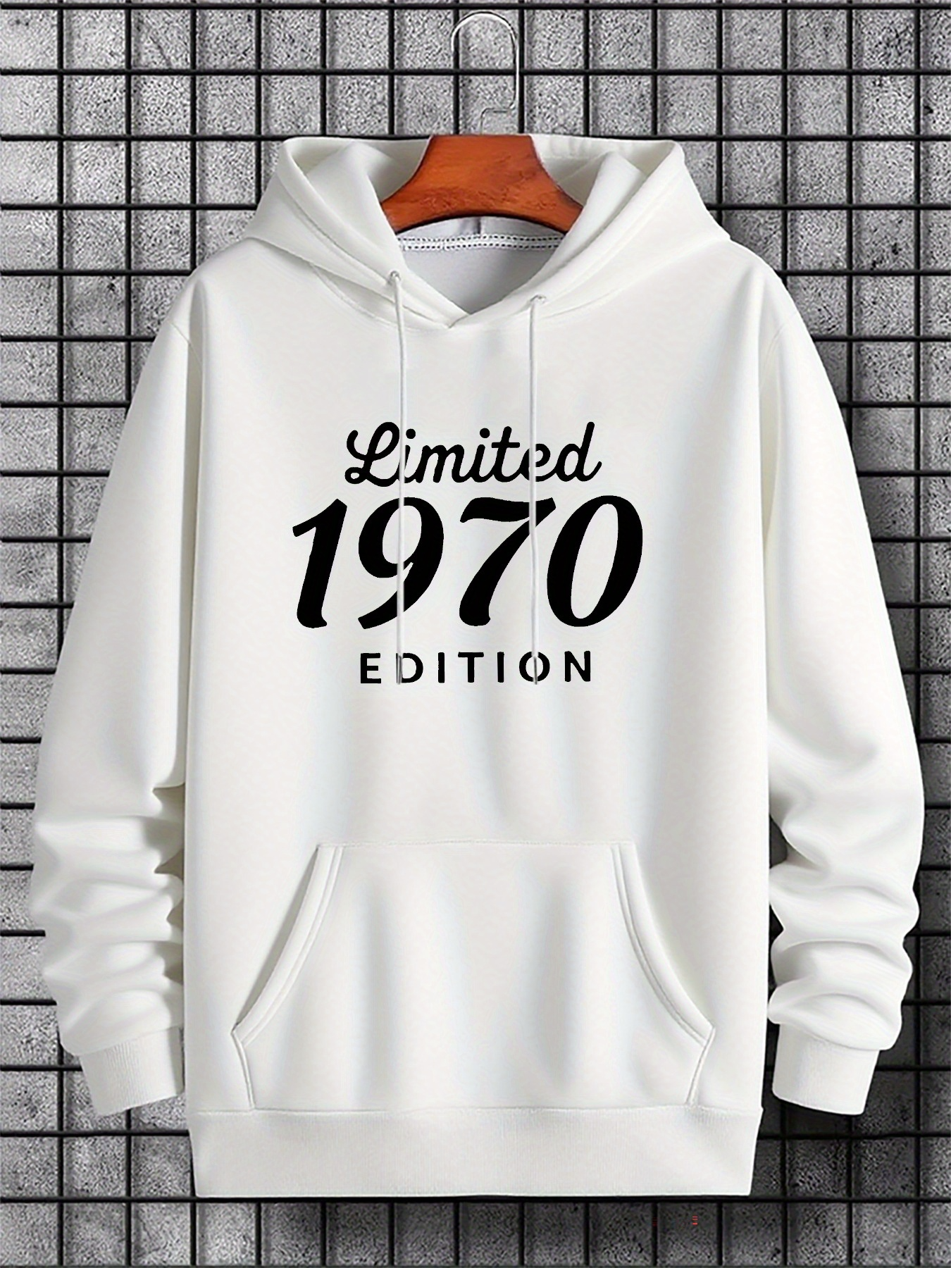 Tailorly Men's Printed Hoodie - Limited 1970 Edition Bold Letters On White Hoodie