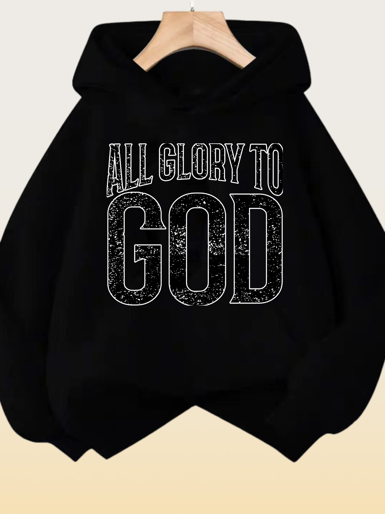 Tailorly Women's Printed Hoodie - All Glory To God Vintage Effect Statement Under Simple Lighting God