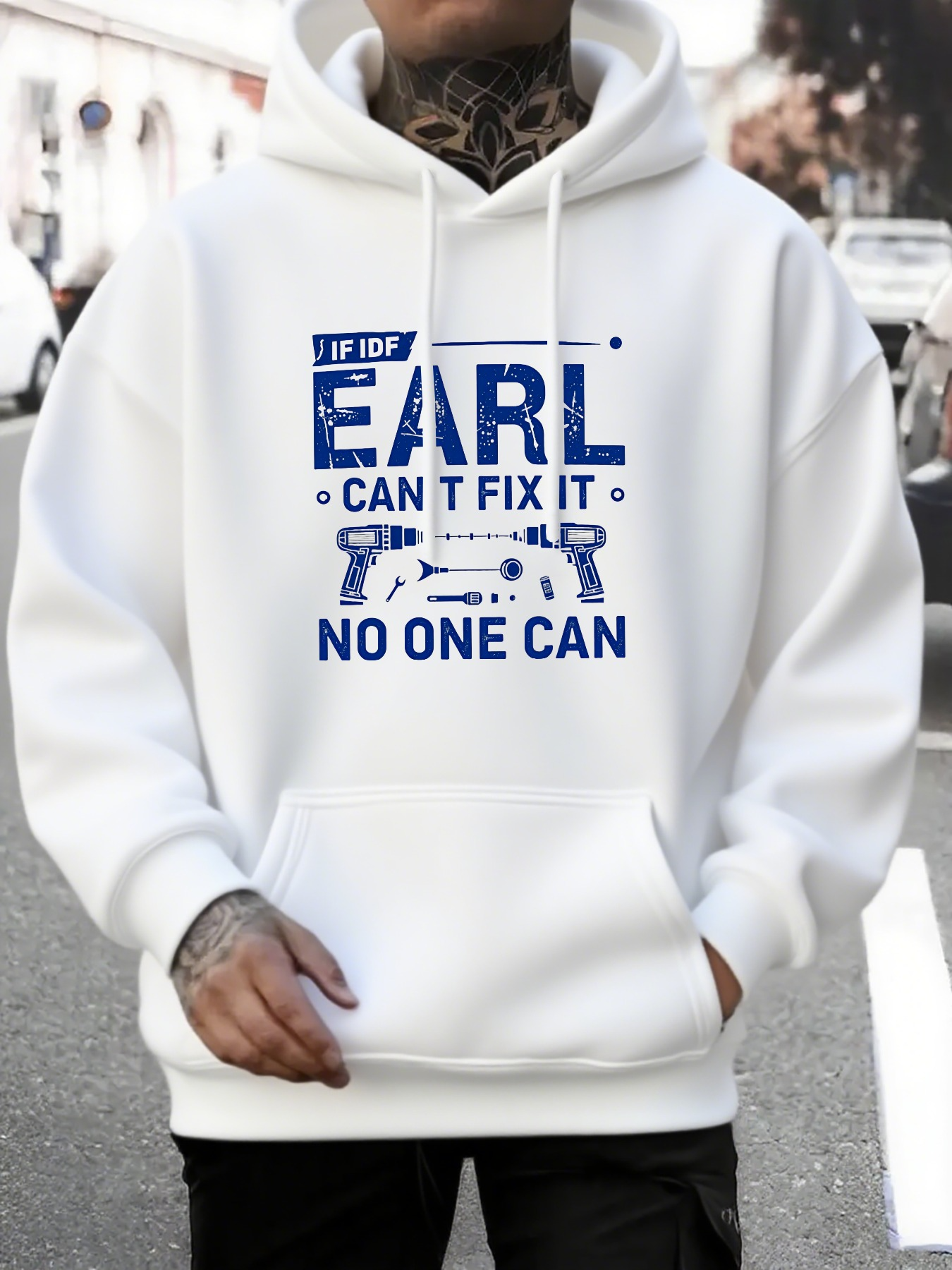Tailorly Men's Printed Hoodie - If You Earl Cant Fix It No One Can Surrounded By Wrenches And Mechanic Tools Hoodie
