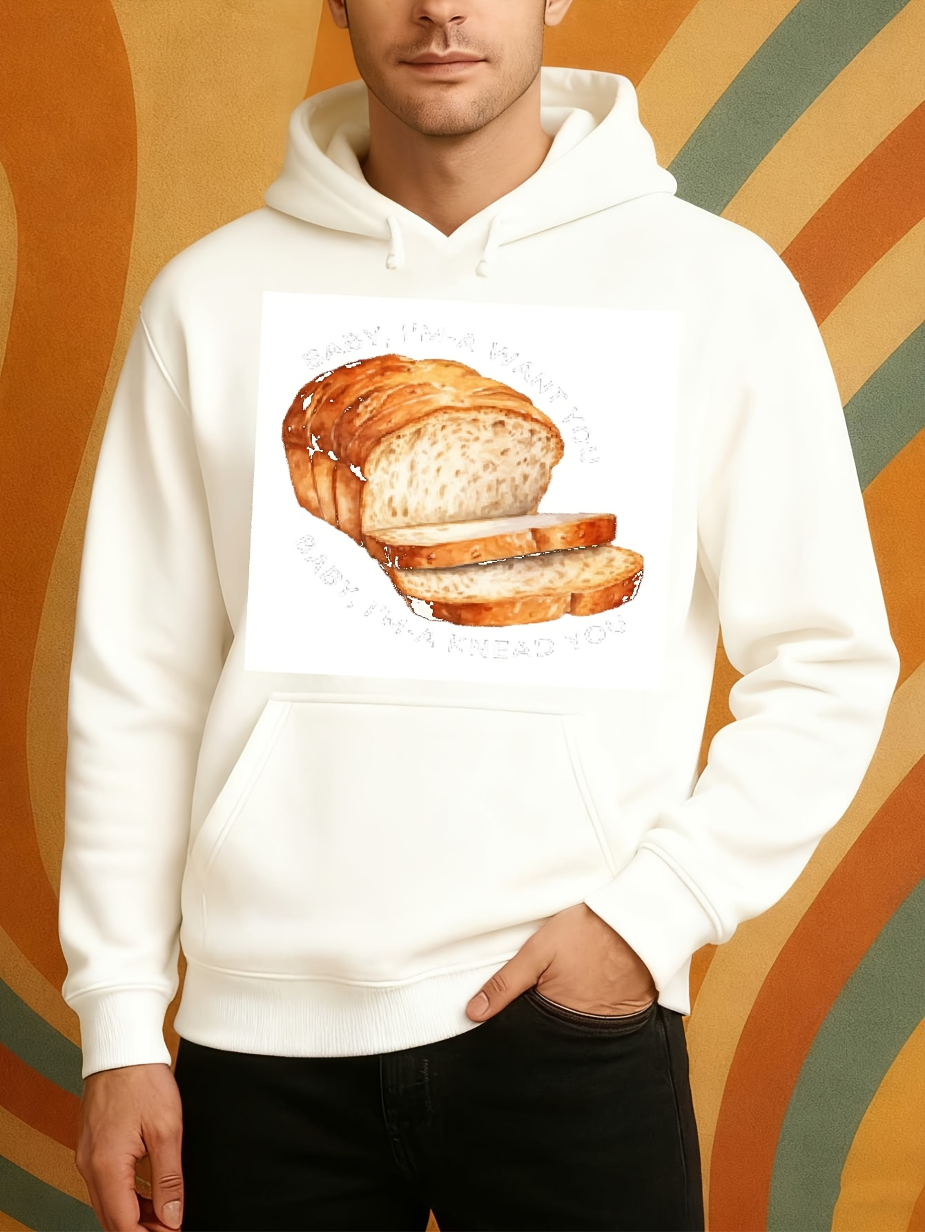 Tailorly Men's Printed Hoodie - Fresh Sliced Artisan Loaf With Golden Crust And Soft Texture Bread