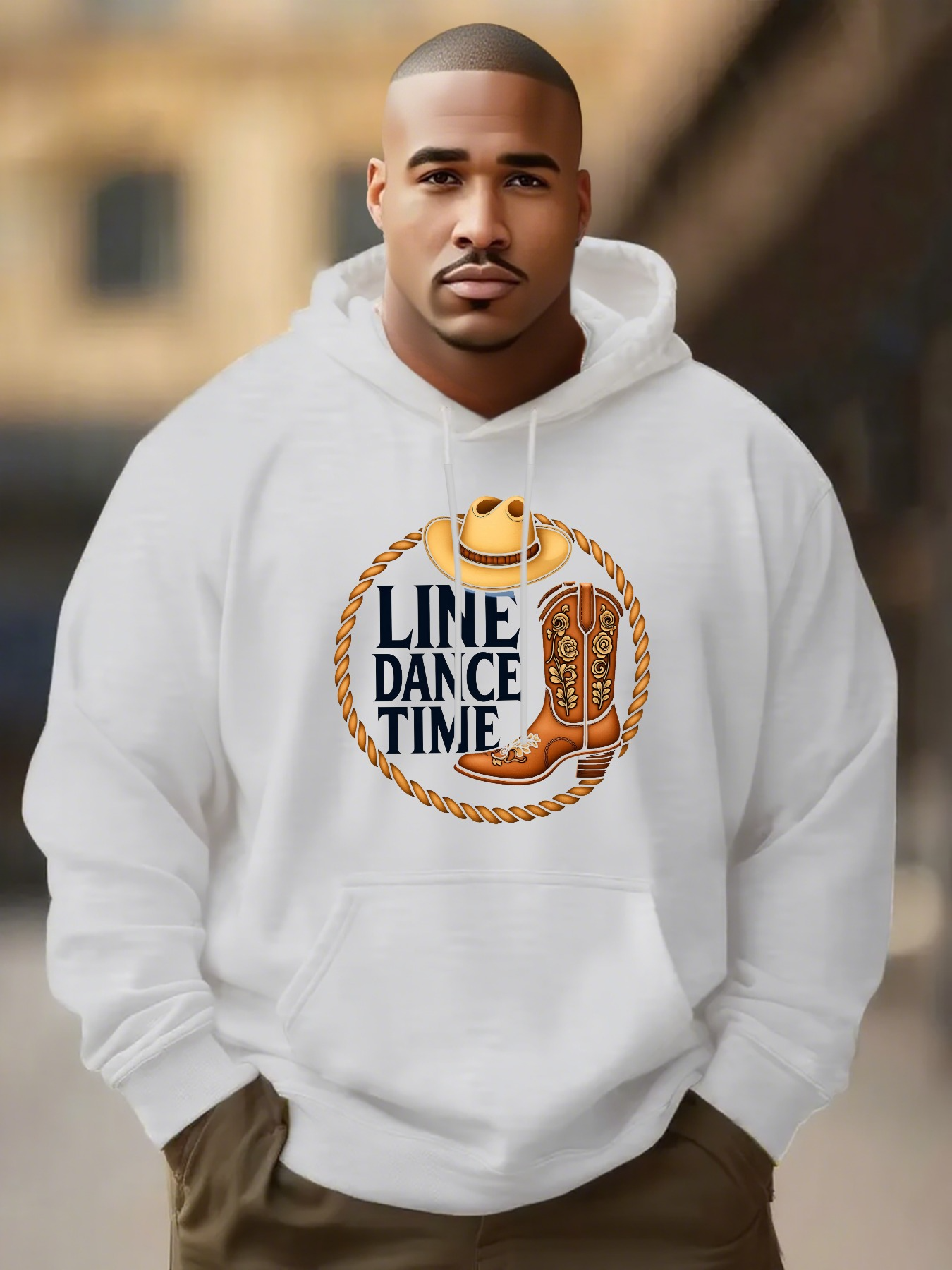 Tailorly Men's Printed Hoodie - Line Dance Time Surrounded By Rope With Hat And Boot
