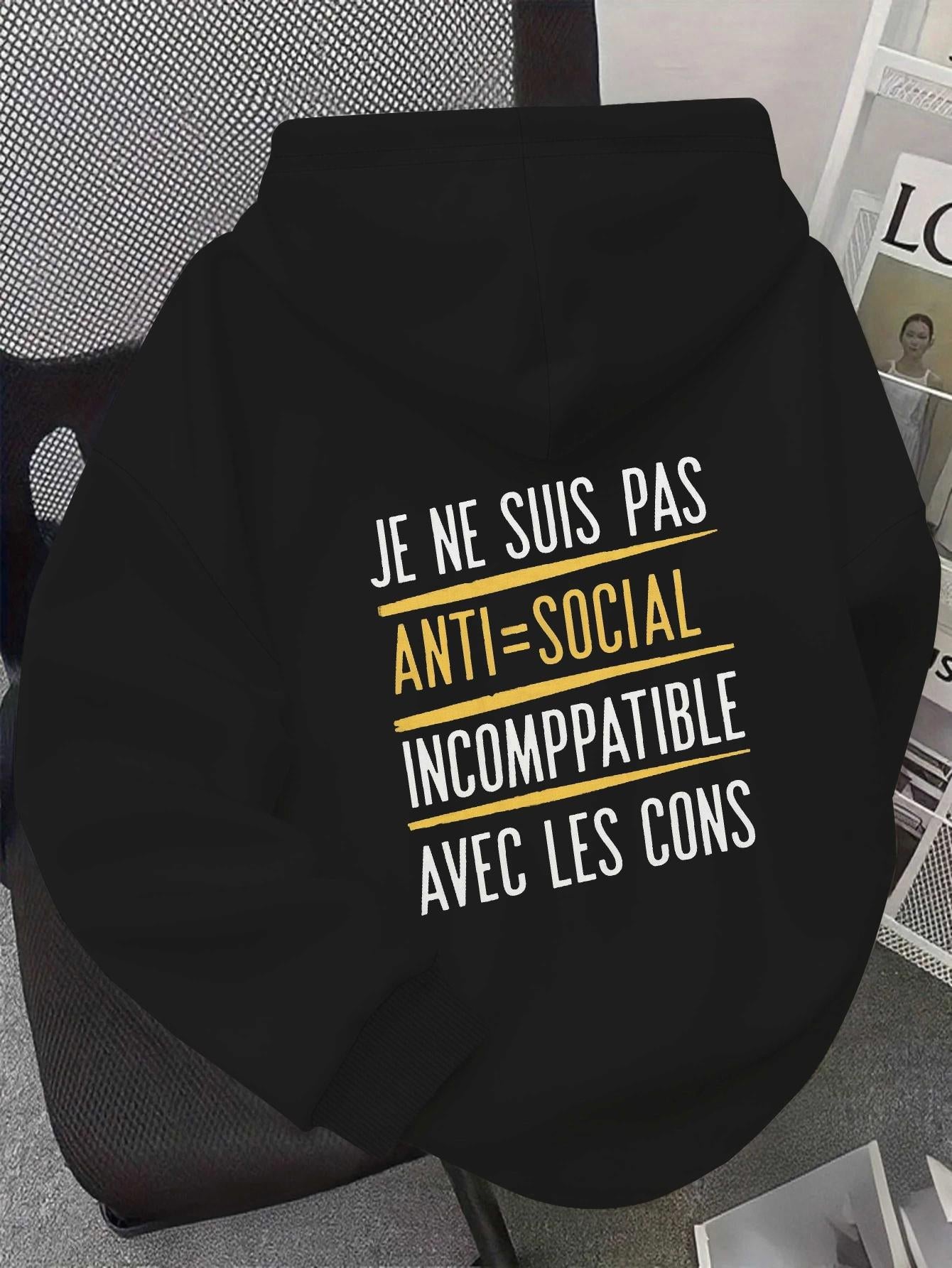 Tailorly Women's Printed Hoodie - Im Not Antisocial Im Just Out of Tune
