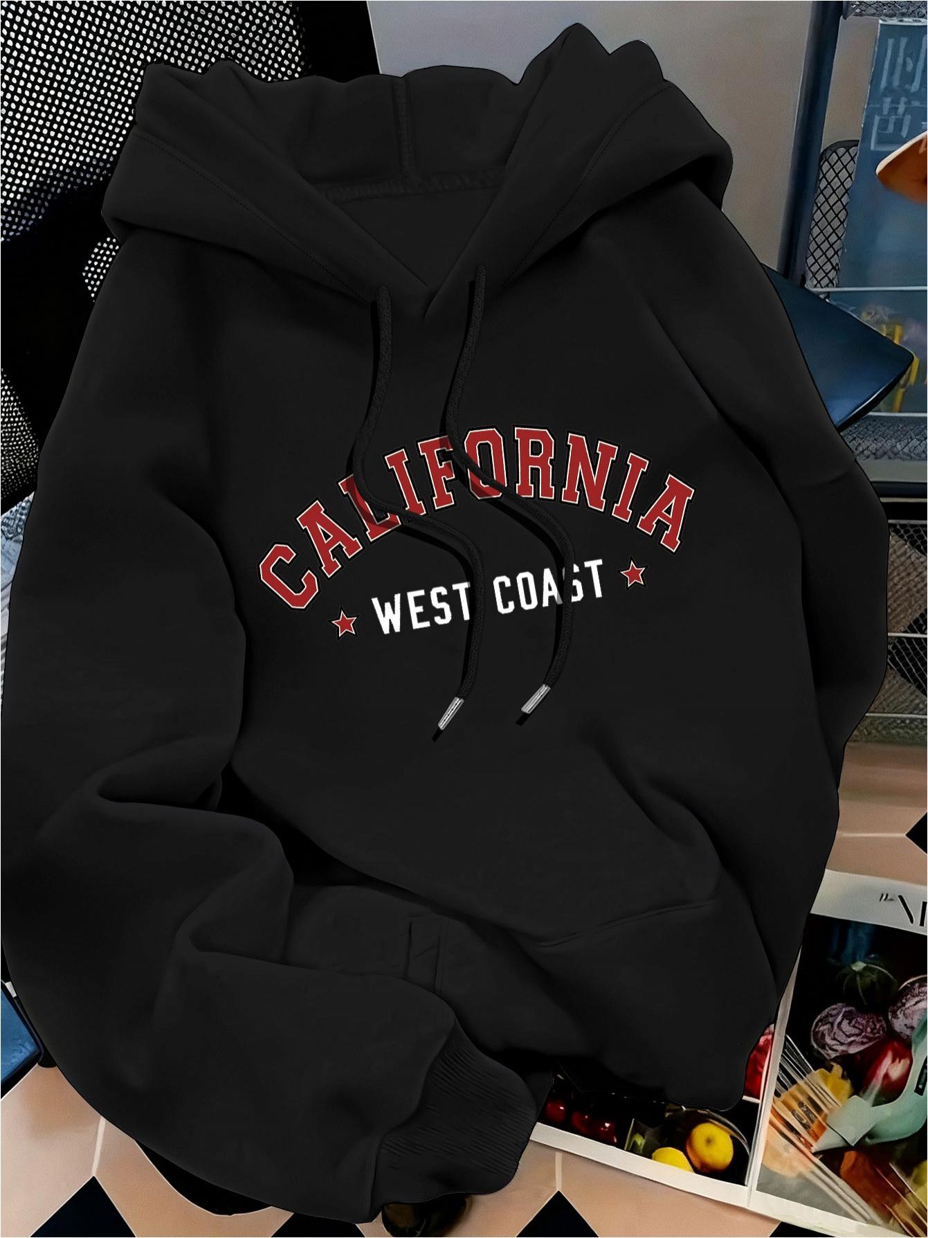 Tailorly Women's Printed Hoodie - California West Coast Vintage Style Bold Lettering Hoodie