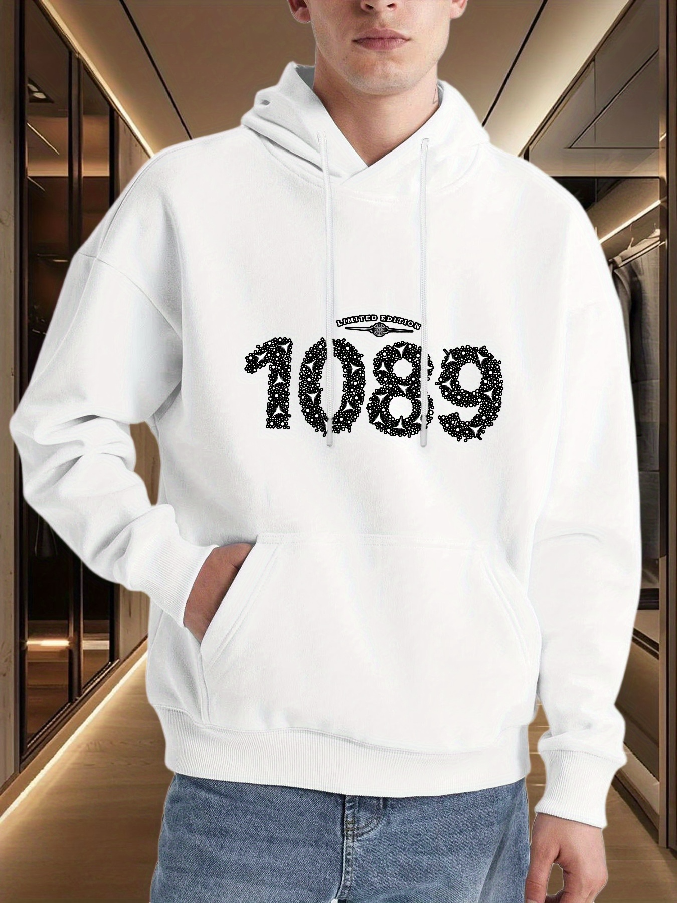 Tailorly Men's Printed Hoodie - Vintage Grunge Patterned Numbers With Urban Street Art Style 1089