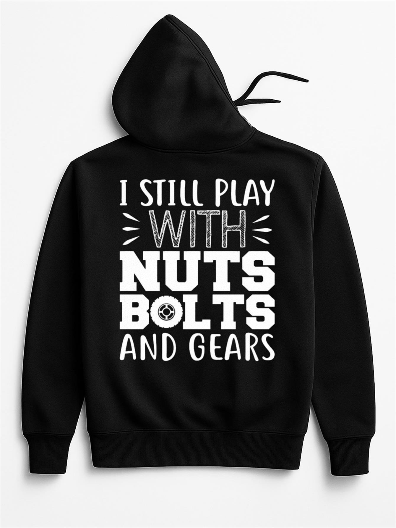 Tailorly Women's Printed Hoodie - I Still Play With Nuts Bolts And Gears Typography Engineering Hoodie