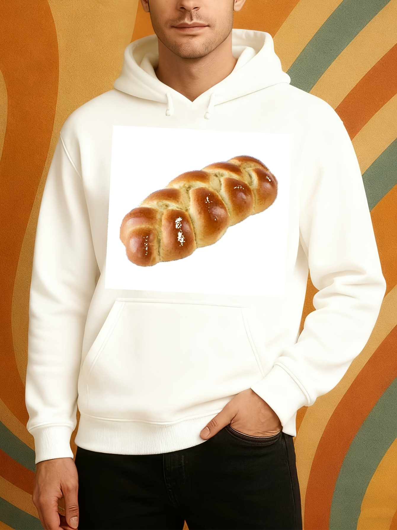 Tailorly Men's Printed Hoodie - Artisan Golden Baked Loaf Under Soft Natural Lighting Bread