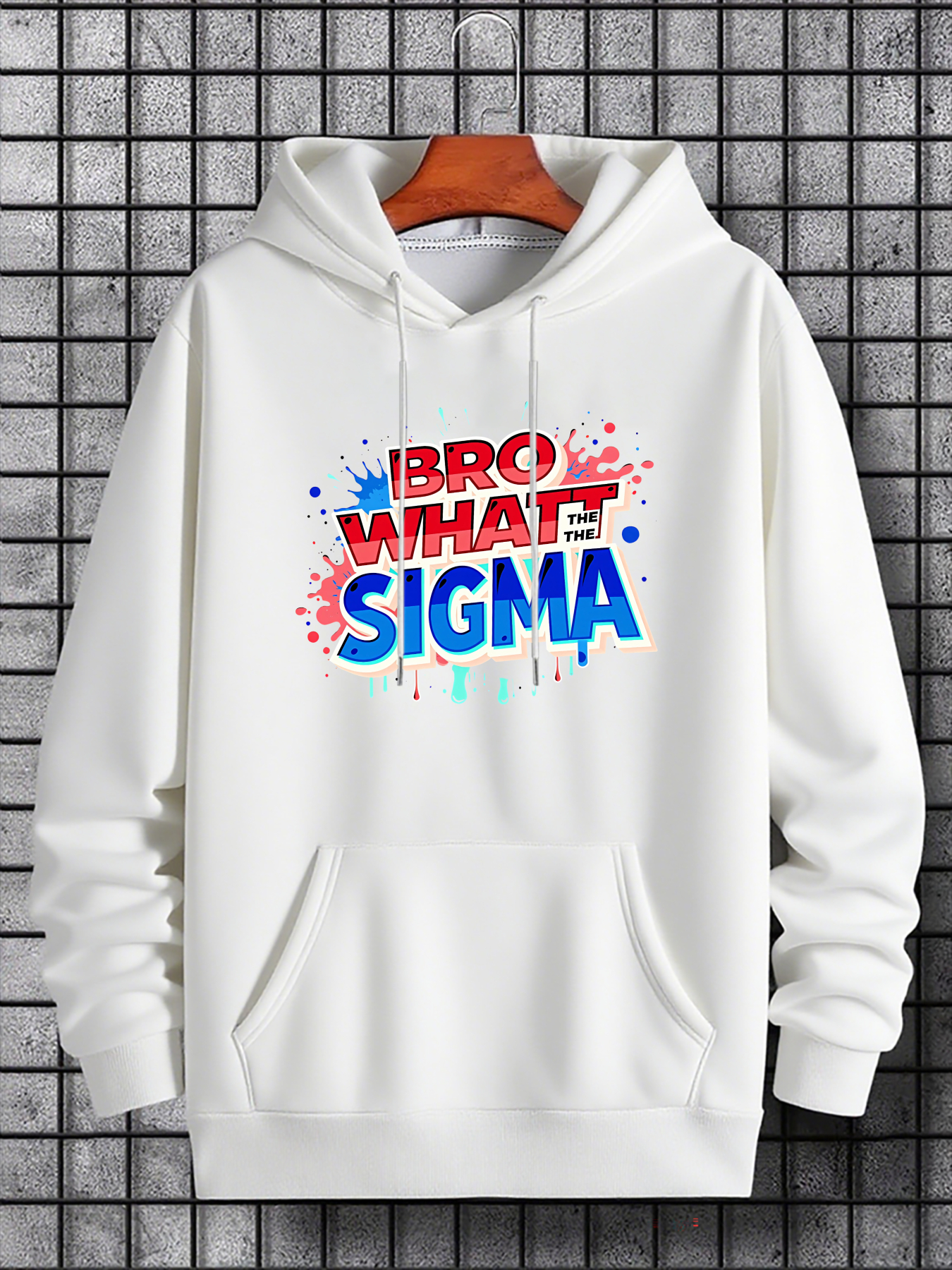 Tailorly Men's Printed Hoodie - Bro What Sigma Vibrant Paint Splatter With Comic Splash Hoodie