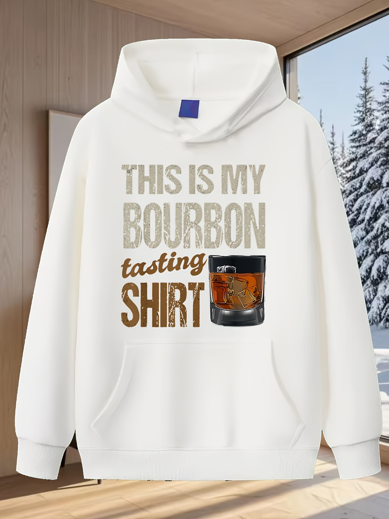 Tailorly Men's Printed Hoodie - This Is My Bourbon Tasting Shirt With Realistic Glass Of Whiskey