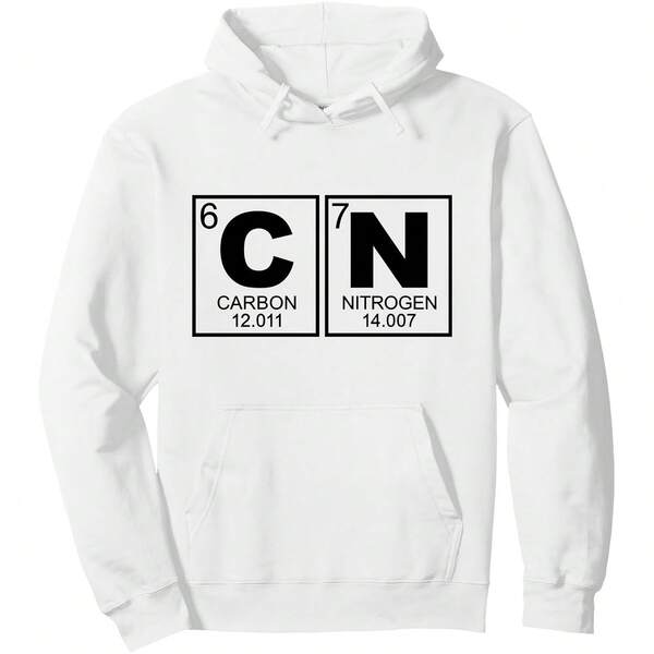 Tailorly Men's Printed Hoodie - Periodic Table Elements Print With Clean White Letters On Hoodie