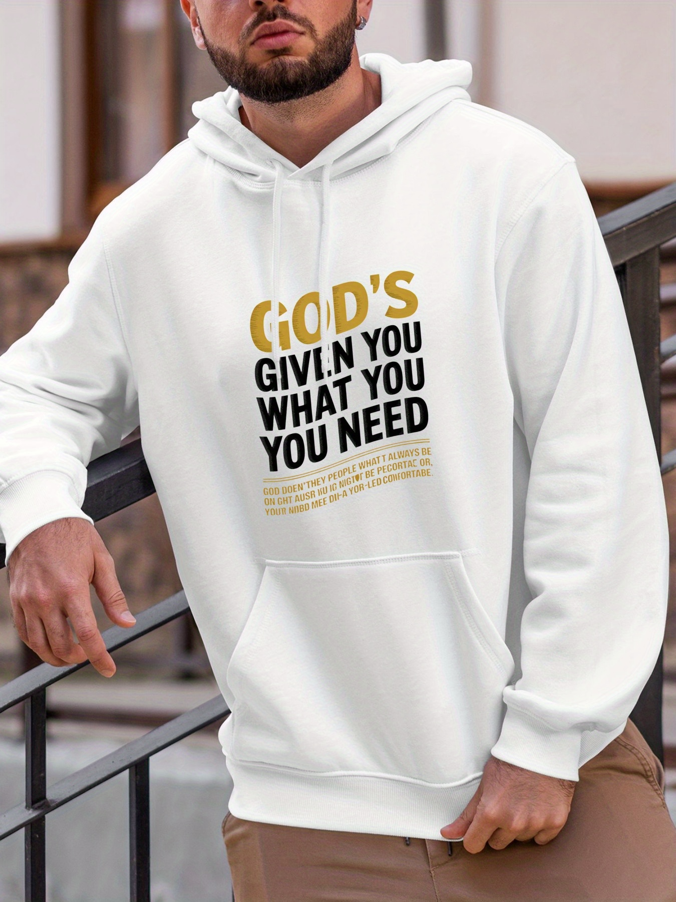Tailorly Men's Printed Hoodie - Gods Given You What You Need Motivational Uplifting Quote Hoodie