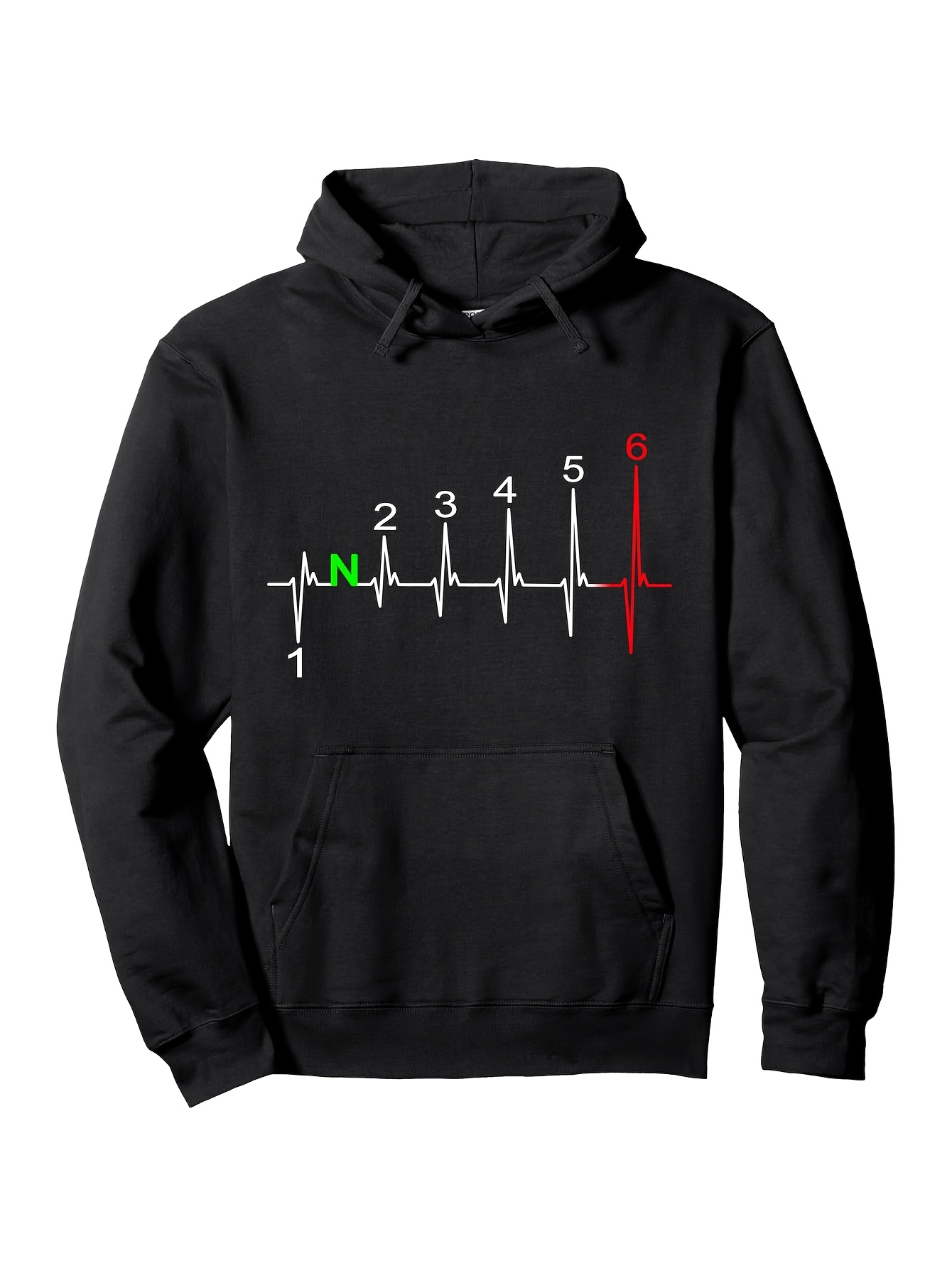 Tailorly Men's Printed Hoodie - Gear Shift Pattern With Bold Colored Numbers And Lines Speedometer