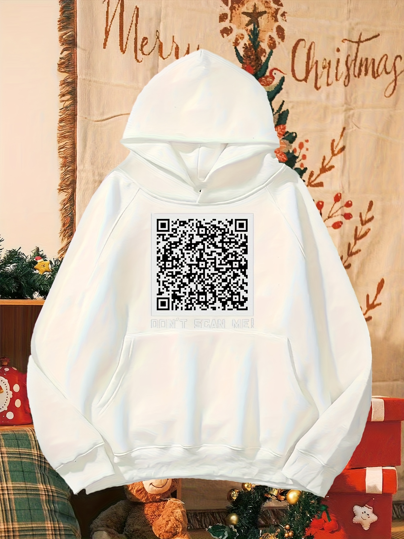 Tailorly Men's Printed Hoodie - Digital Matrix In Black And White Patterned Square Hoodie