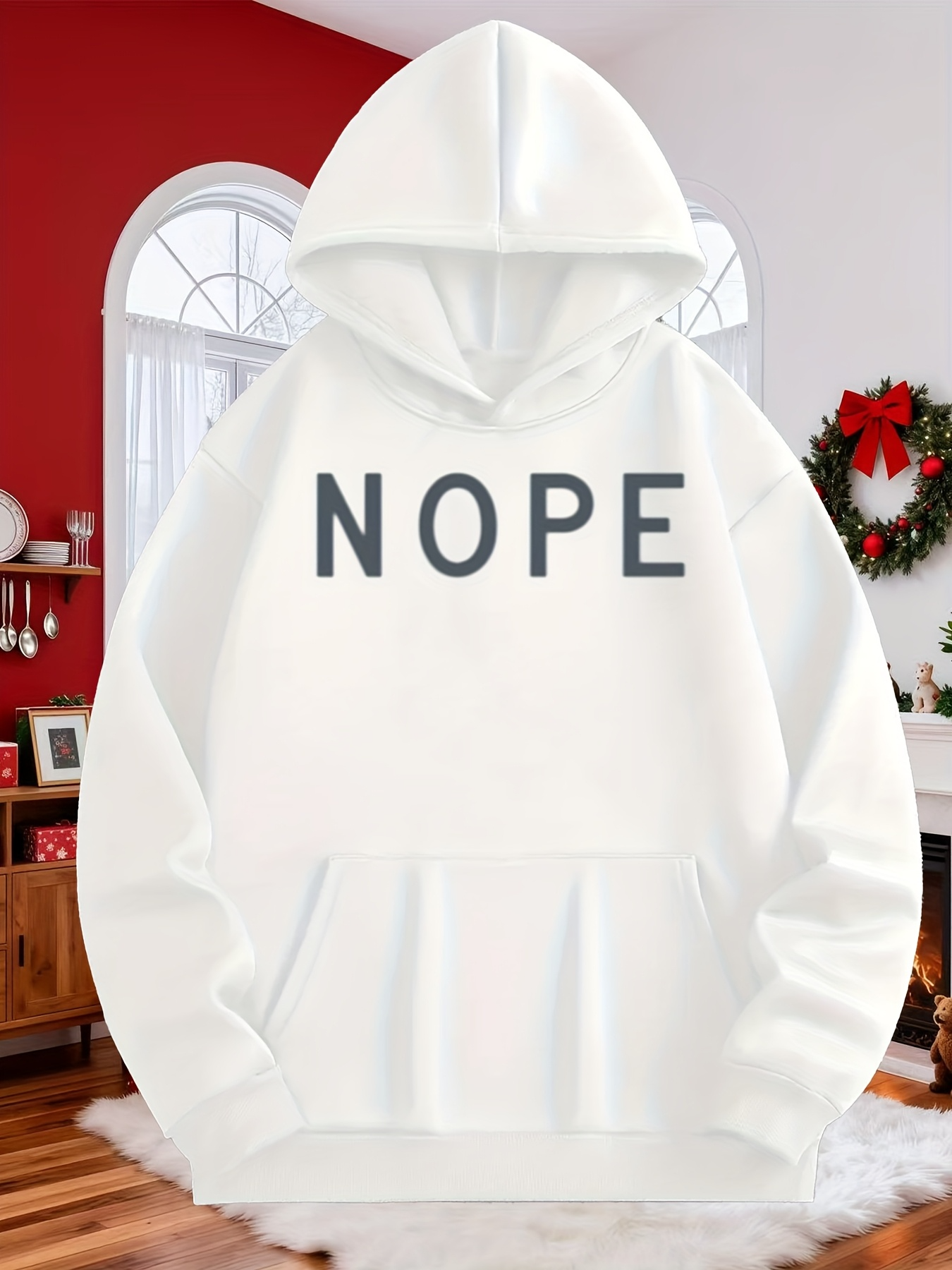 Tailorly Men's Printed Hoodie - Nope Bold Statement In Minimal Lettering Hoodie