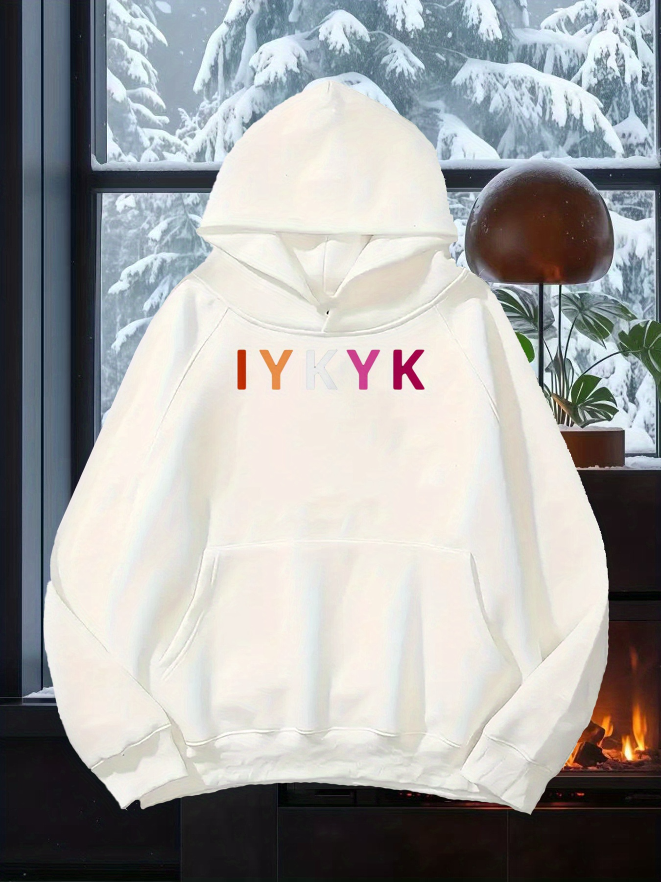 Tailorly Men's Printed Hoodie - IYKYK Minimalist Color Print Featuring Cozy White Hoodie