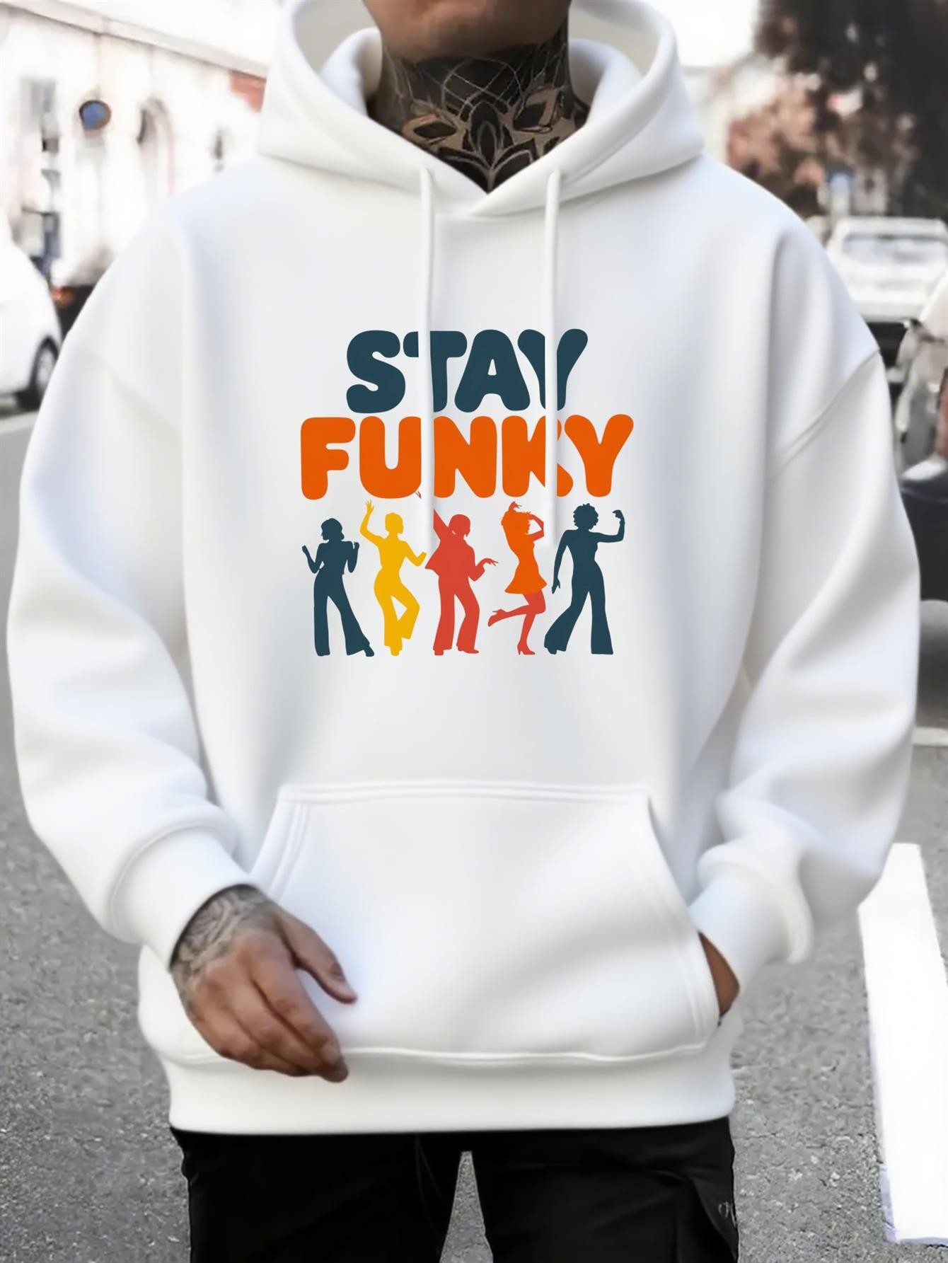 Tailorly Men's Printed Hoodie - Stay Funny With Colorful Dancing Silhouettes People
