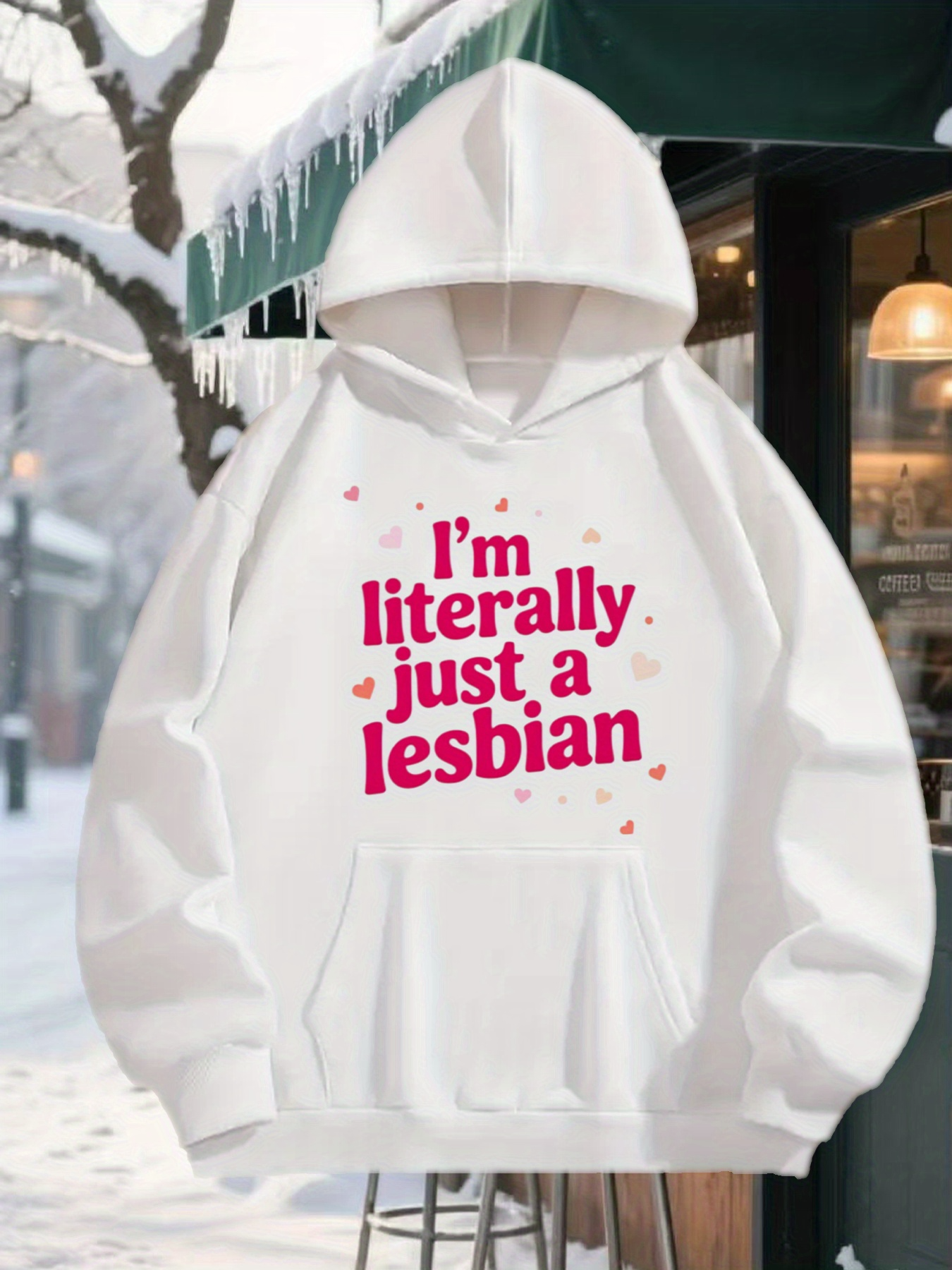 Tailorly Men's Printed Hoodie - Im Literally Just A Lesbian Playful Slogan In Bold Colorful Letters Hoodie