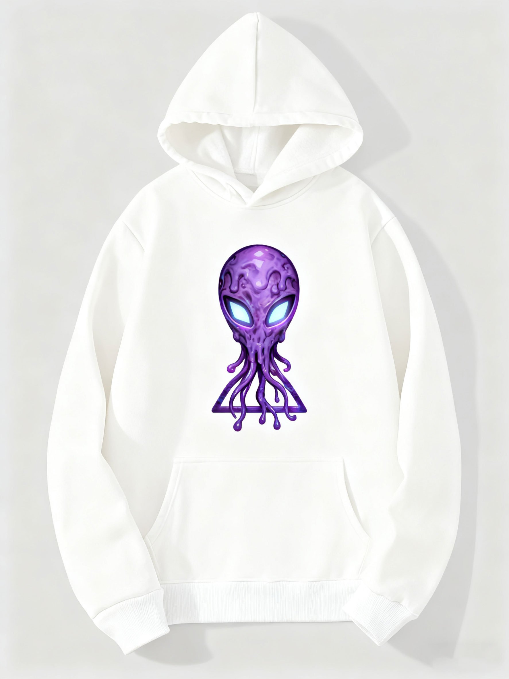 Tailorly Men's Printed Hoodie - Alien Glow With Tentacles Surrounded By Mysterious Purple Light Creature