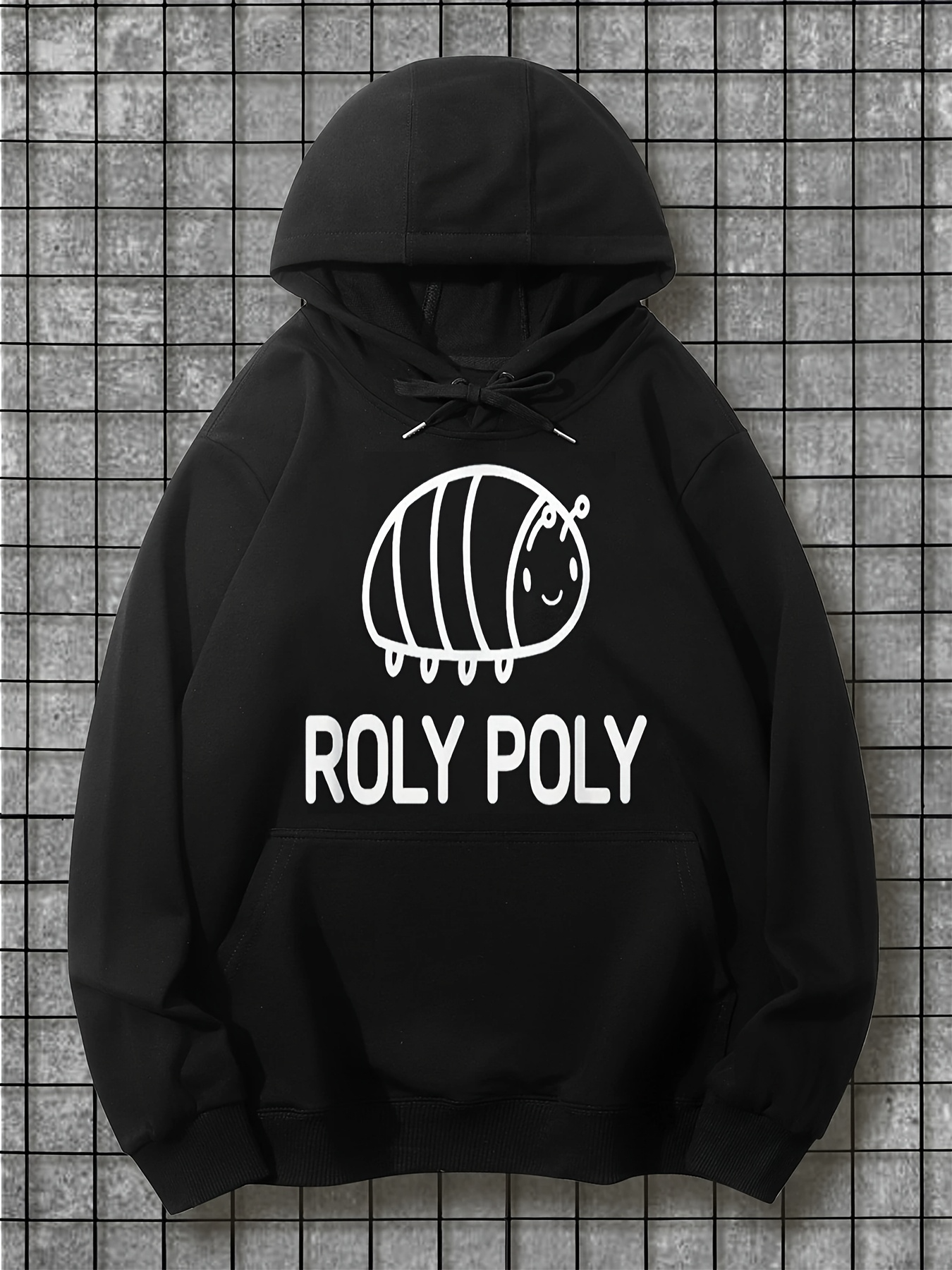 Tailorly Men's Printed Hoodie - Roly Poly Cute Smiling Cartoon With Line Art Bug