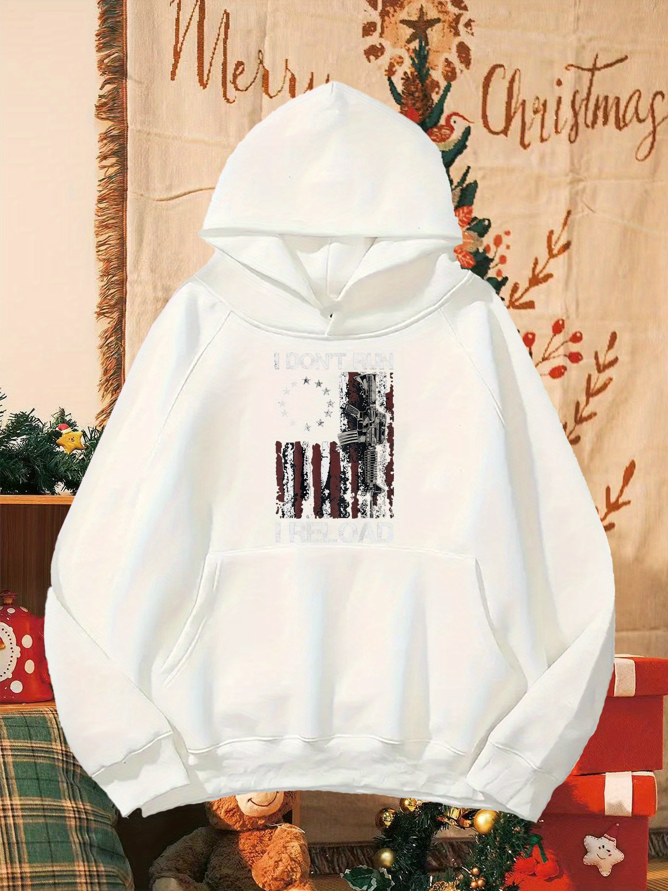 Tailorly Men's Printed Hoodie - Dark Forest Silhouette With Faint Moon Among Bare Winter Trees