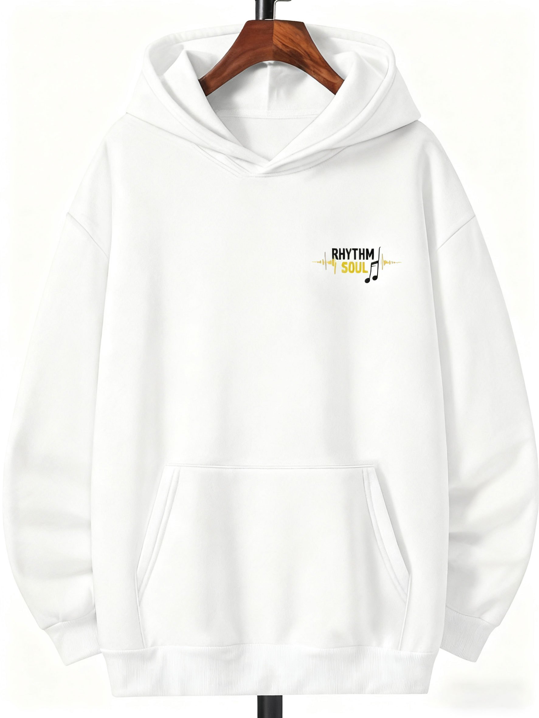 Tailorly Men's Printed Hoodie - Rhythm And Melody With Yellow Highlighted Music Note