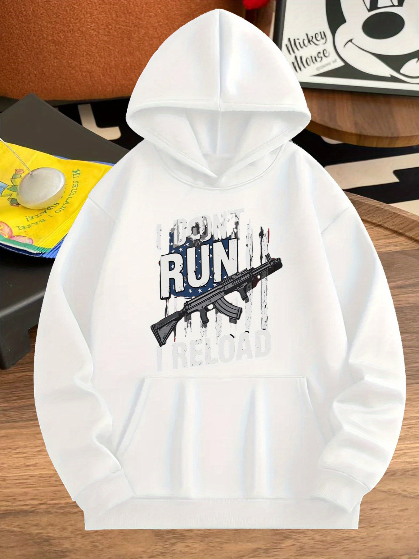 Tailorly Men's Printed Hoodie - Cool Urban Graffiti Style With Black Assault Rifle Hoodie
