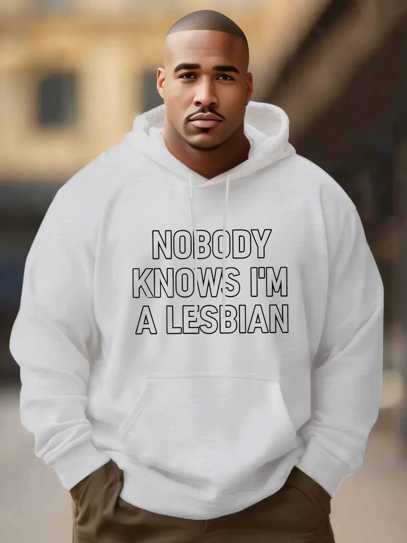 Tailorly Men's Printed Hoodie - Nobody Knows Im A Lesbian Statement Typography Hoodie