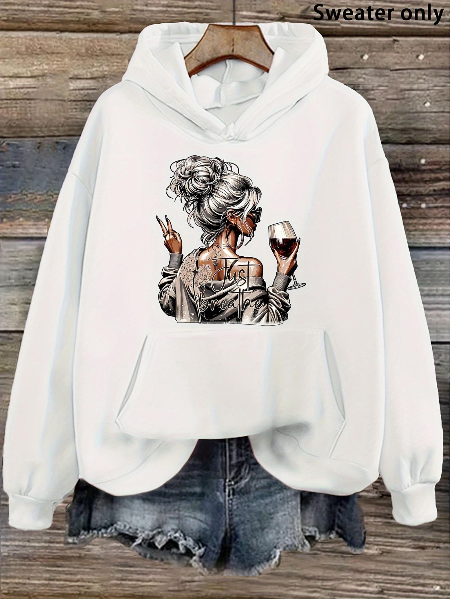 Tailorly Women's Printed Hoodie - Stylish Woman With Sunglasses Holding Wine Glass Among Light Hues Hoodie