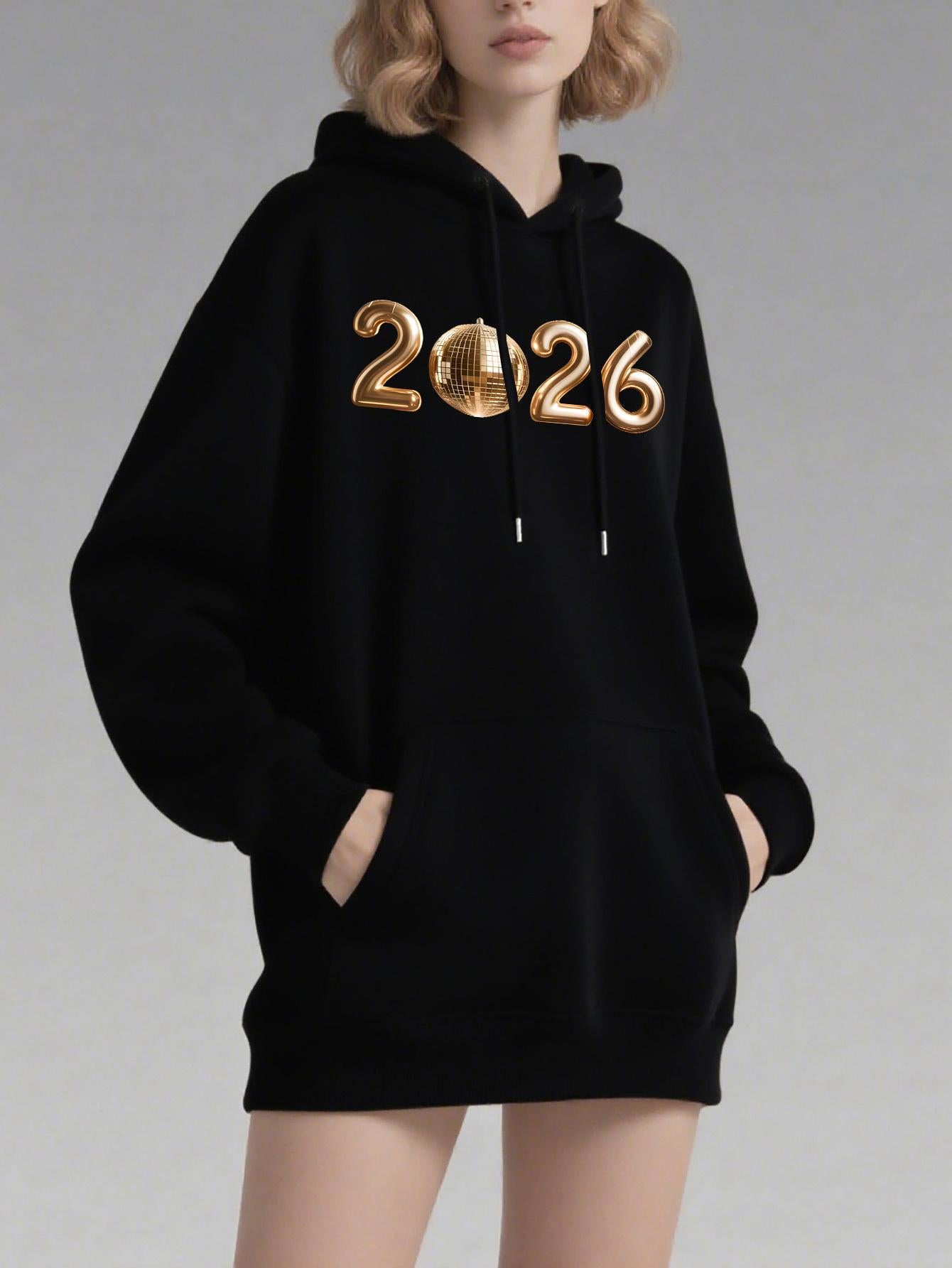 Tailorly Women's Printed Hoodie - Golden Metallic Shine With Simple Black Background Numbers 2026