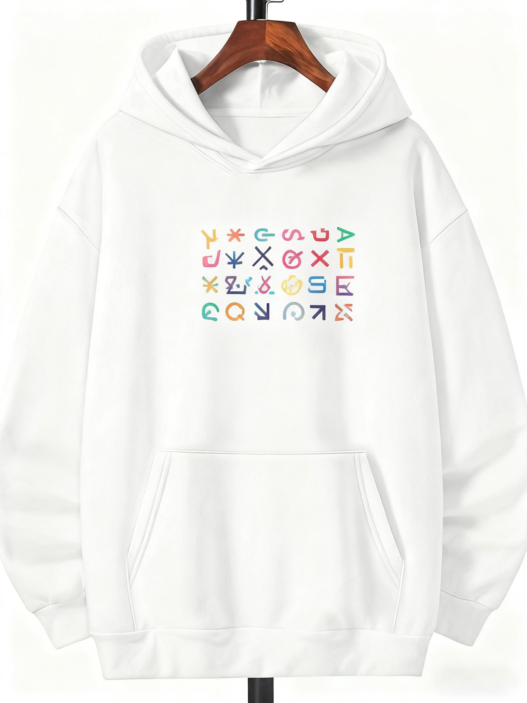 Tailorly Men's Printed Hoodie - Colorful Abstract Letters Random Graphics Hoodie
