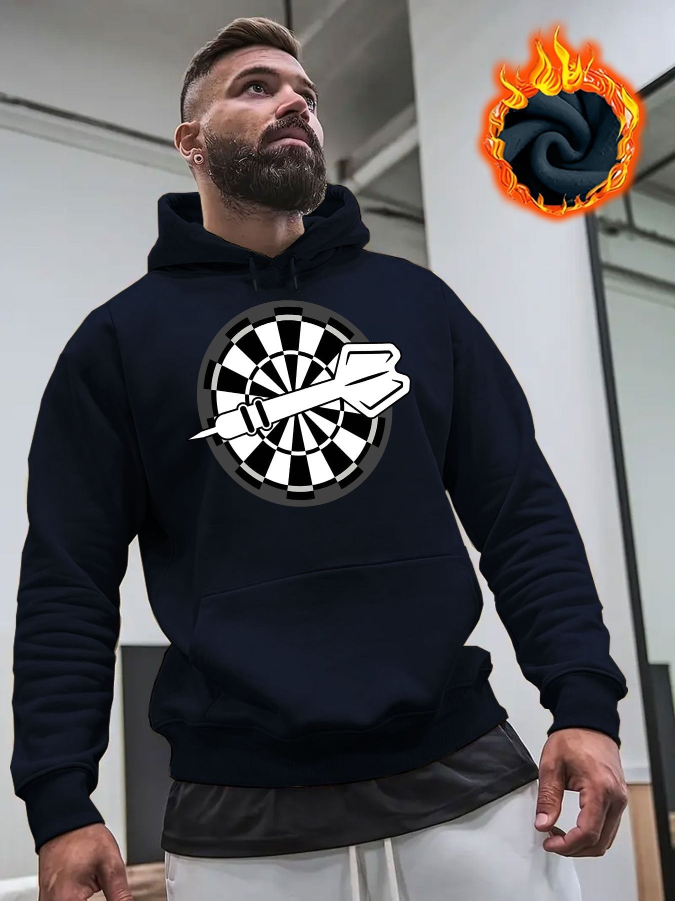 Tailorly Men's Printed Hoodie - Classic Board Game Theme With Bold Geometric Central Dartboard