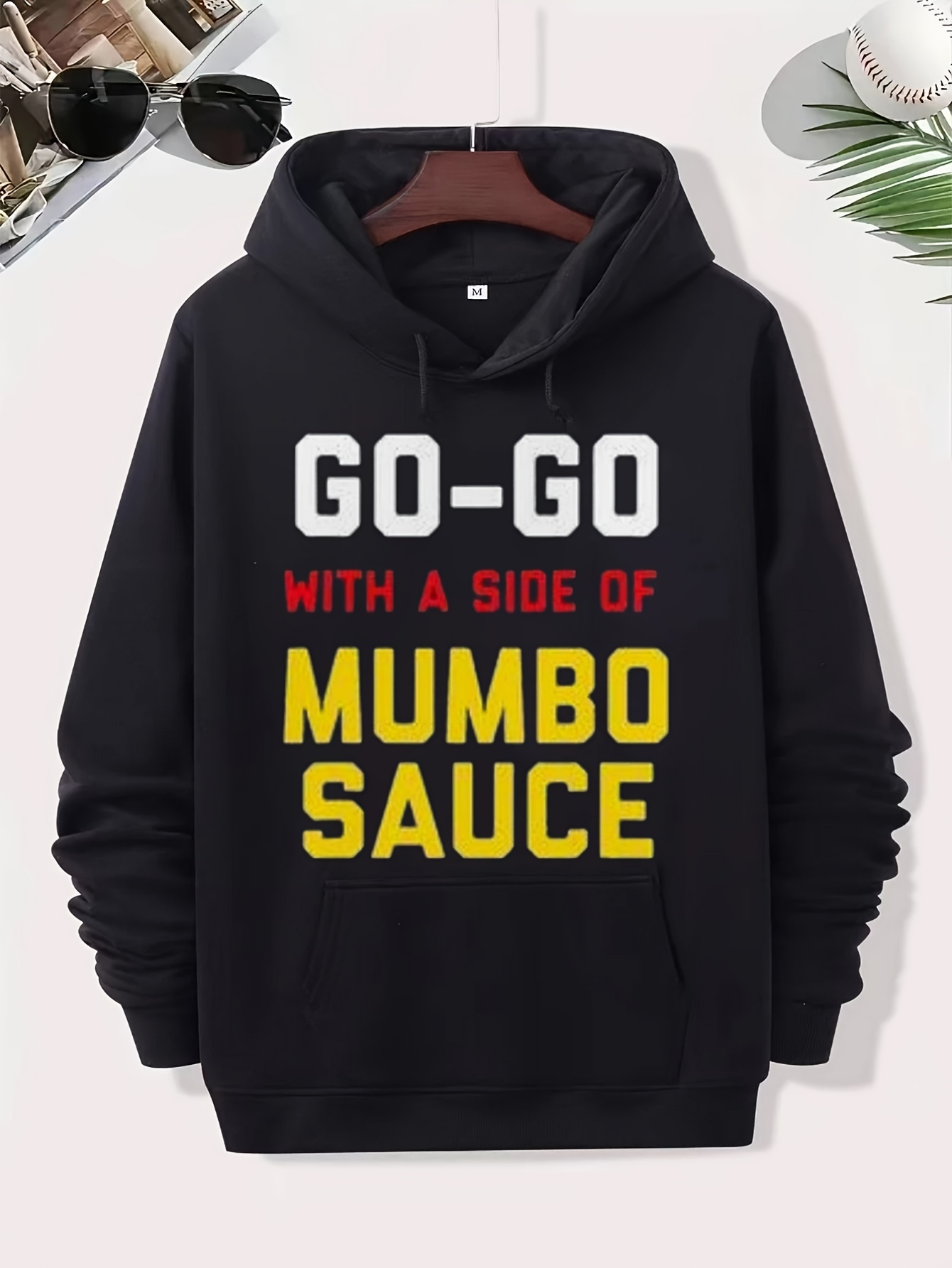 Tailorly Men's Printed Hoodie - Go Go With A Side Of Vibrant Urban Style With Playful Slogan Hoodie