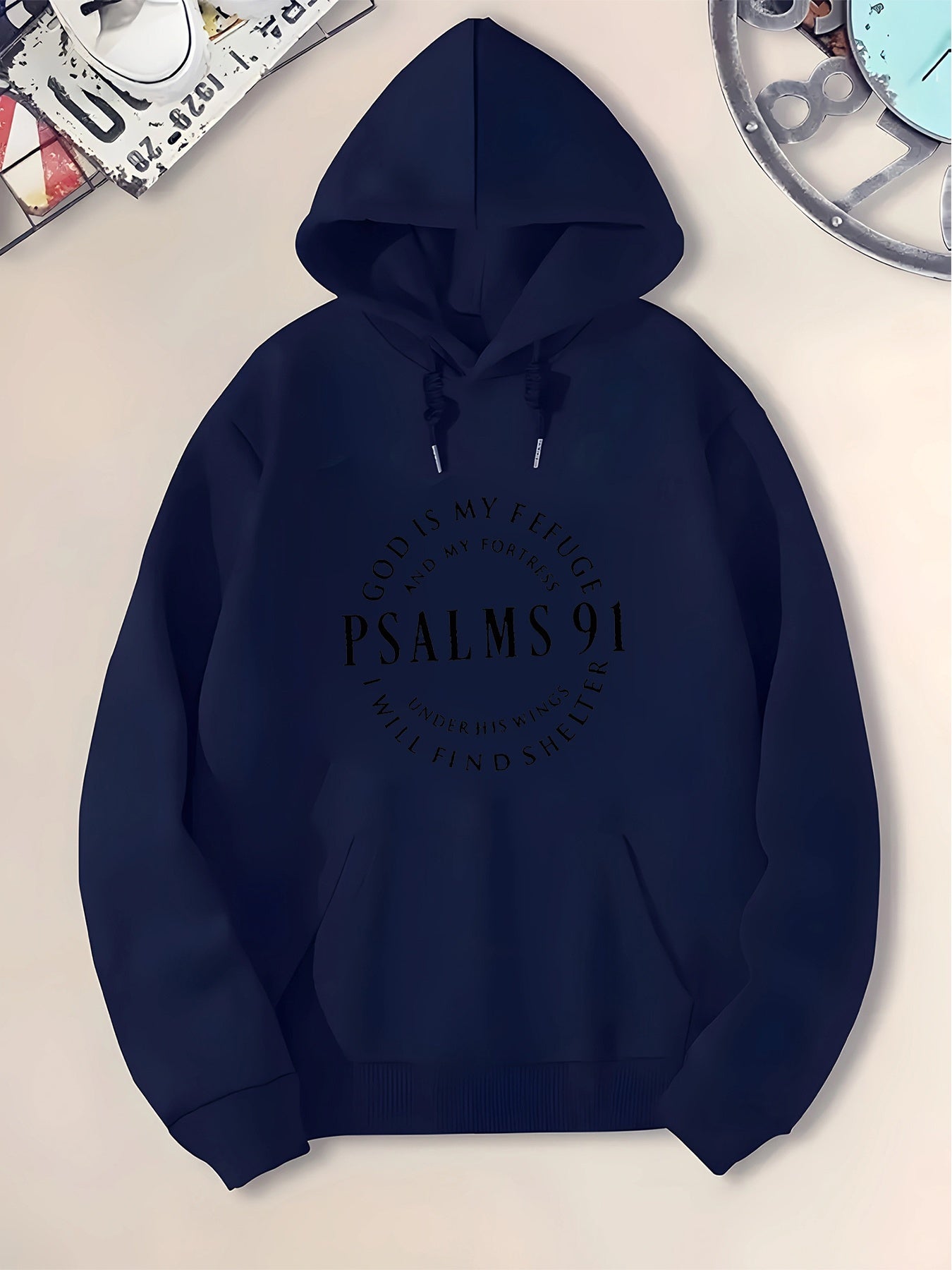 Tailorly Men's Printed Hoodie - Inspirational Message With Circular Lettering Centered On Hoodie