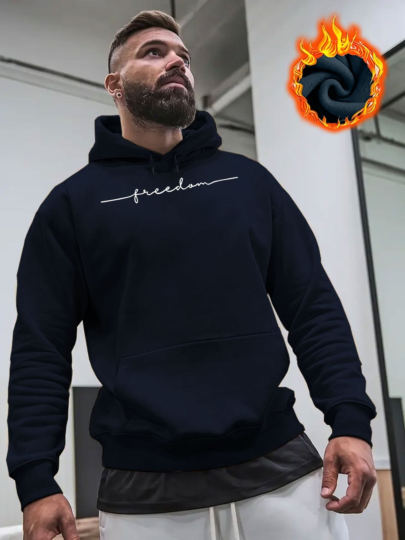 Tailorly Men's Printed Hoodie - Freedom Minimal Lettering With Clean Lines Featuring Modern Hoodie