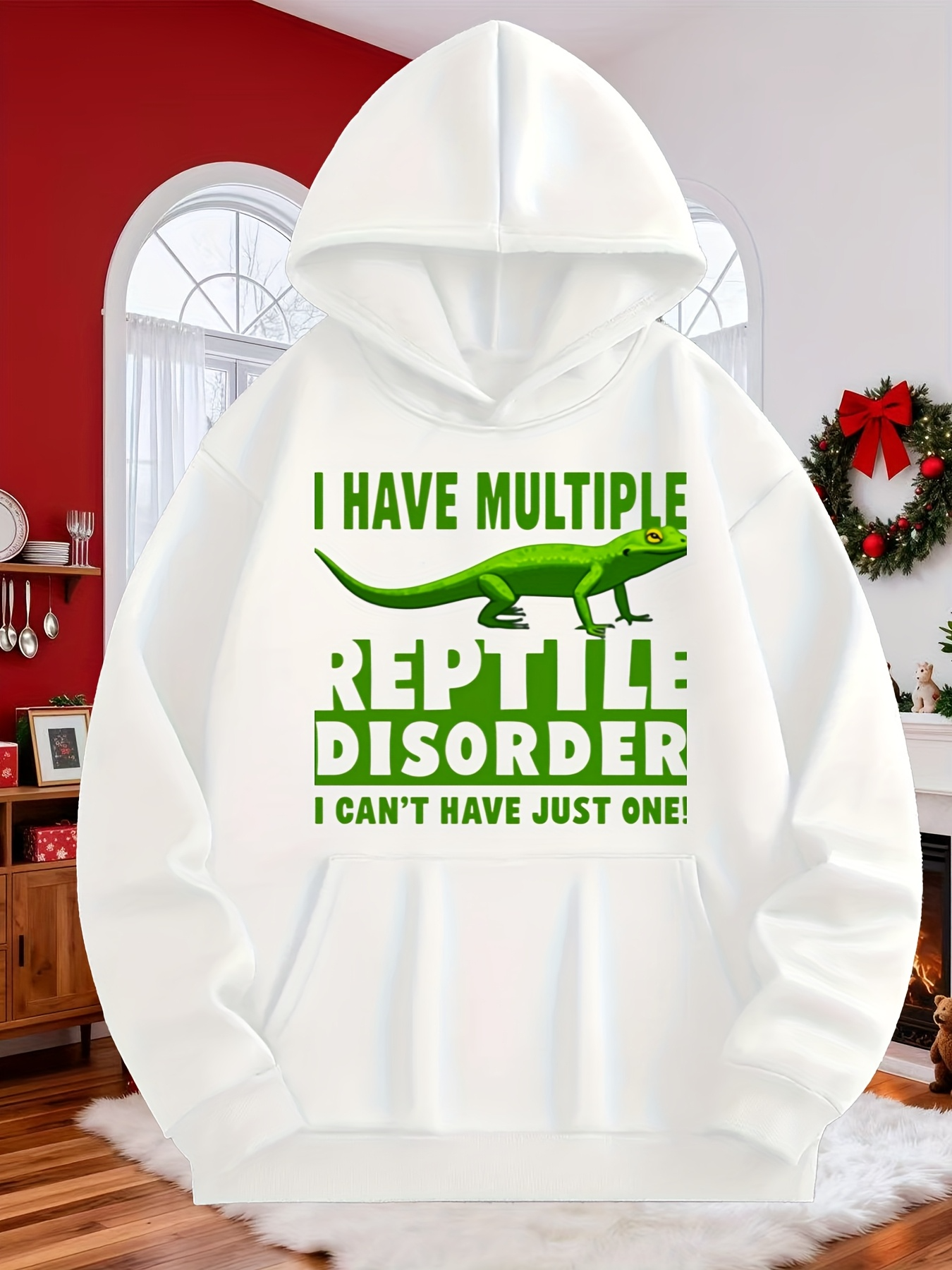 Tailorly Men's Printed Hoodie - I Have Multiple Green Cartoon Letters With Bold Statement Reptile Lizard Hoodie