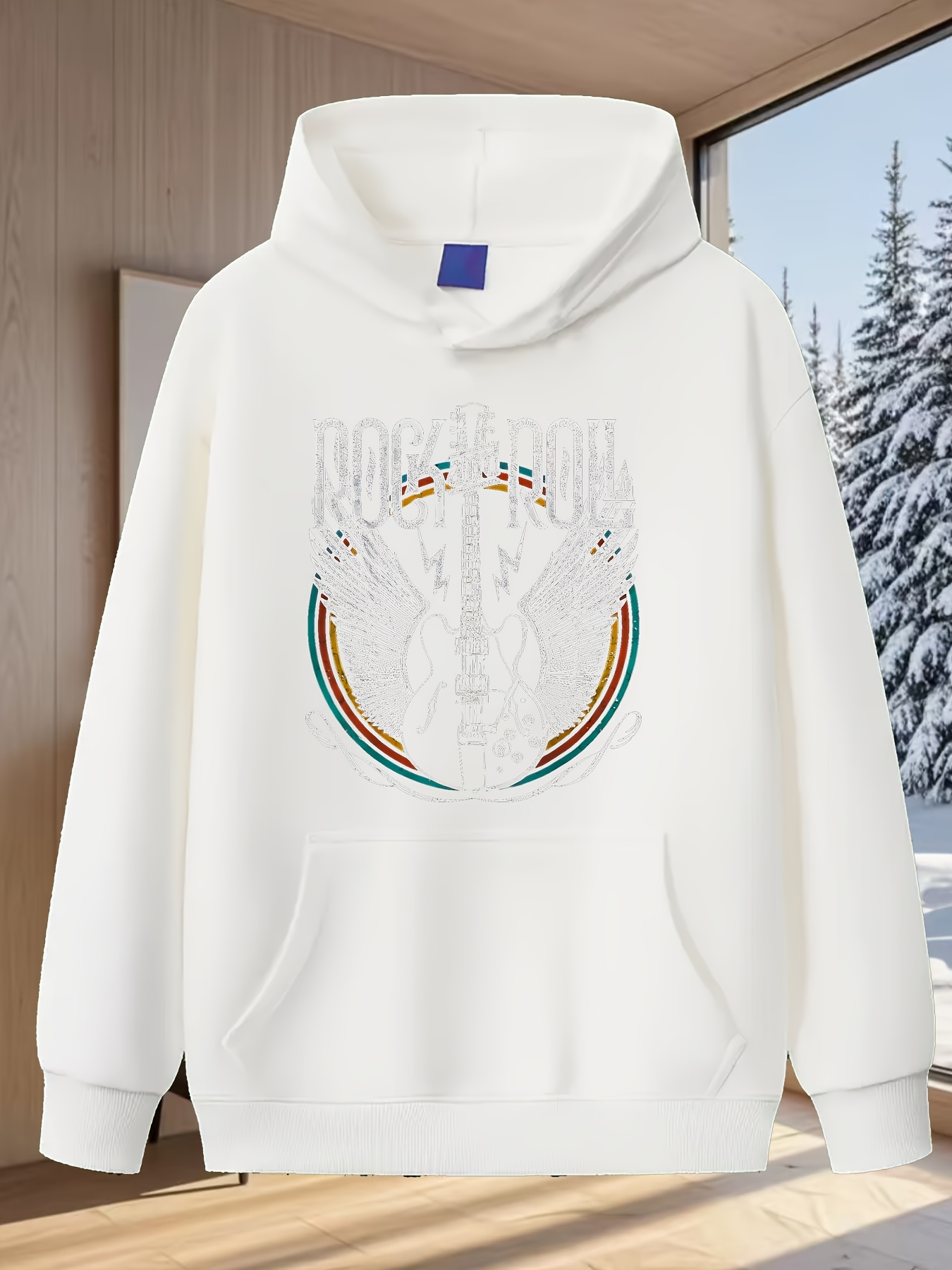 Tailorly Men's Printed Hoodie - Colorful Rainbow Lines With Geometric Abstract Pattern Hoodie