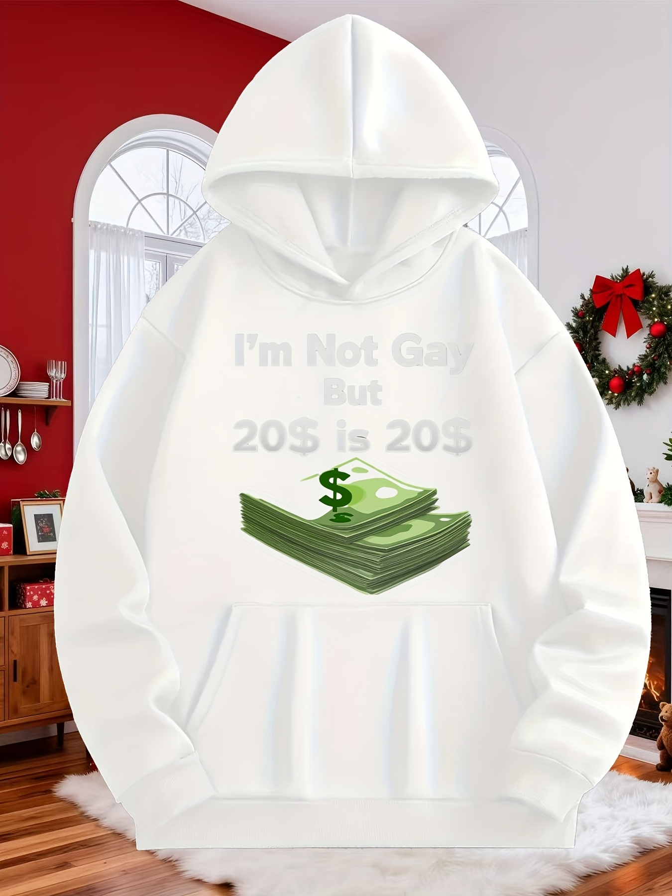 Tailorly Men's Printed Hoodie - Im Not Gay But Money Stack Under Light