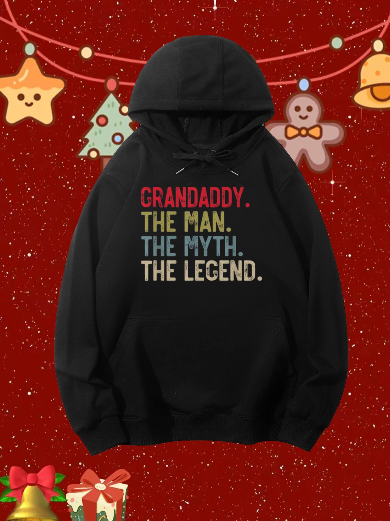 Tailorly Men's Printed Hoodie - Grandaddy The Man The Myth The Legend Colorful Bold Hoodie