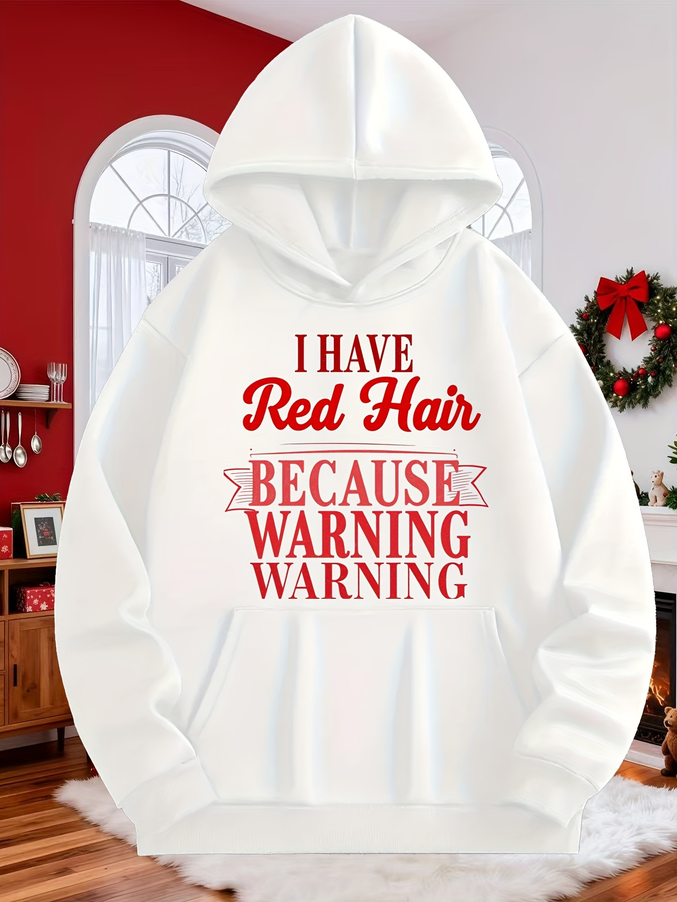 Tailorly Men's Printed Hoodie - I Have Red Hair Because Warning Warning Statement Text Hoodie
