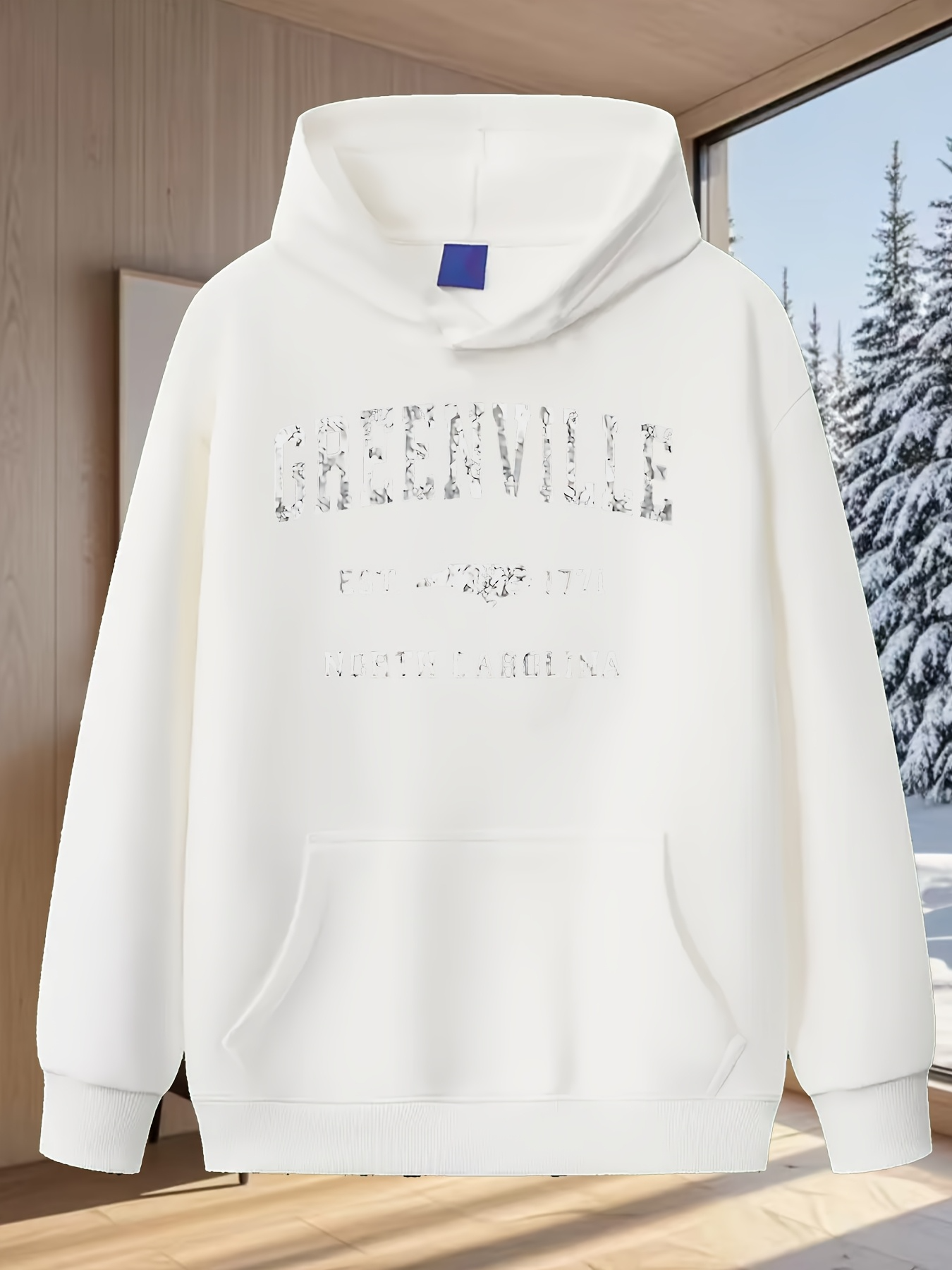 Tailorly Men's Printed Hoodie - Greenville Modern Urban Letter Print Hoodie