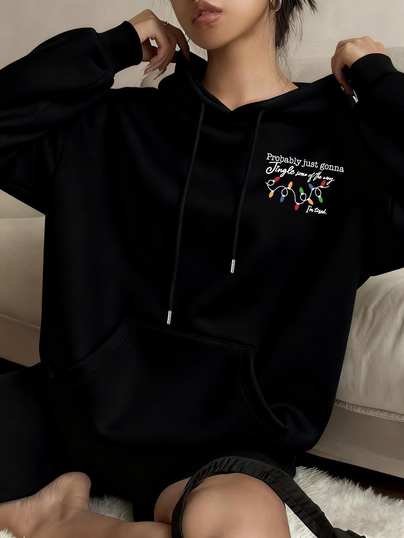 Tailorly Women's Printed Hoodie - Doodle Line Art With Playful Scribbles On Relaxed Fit Hoodie