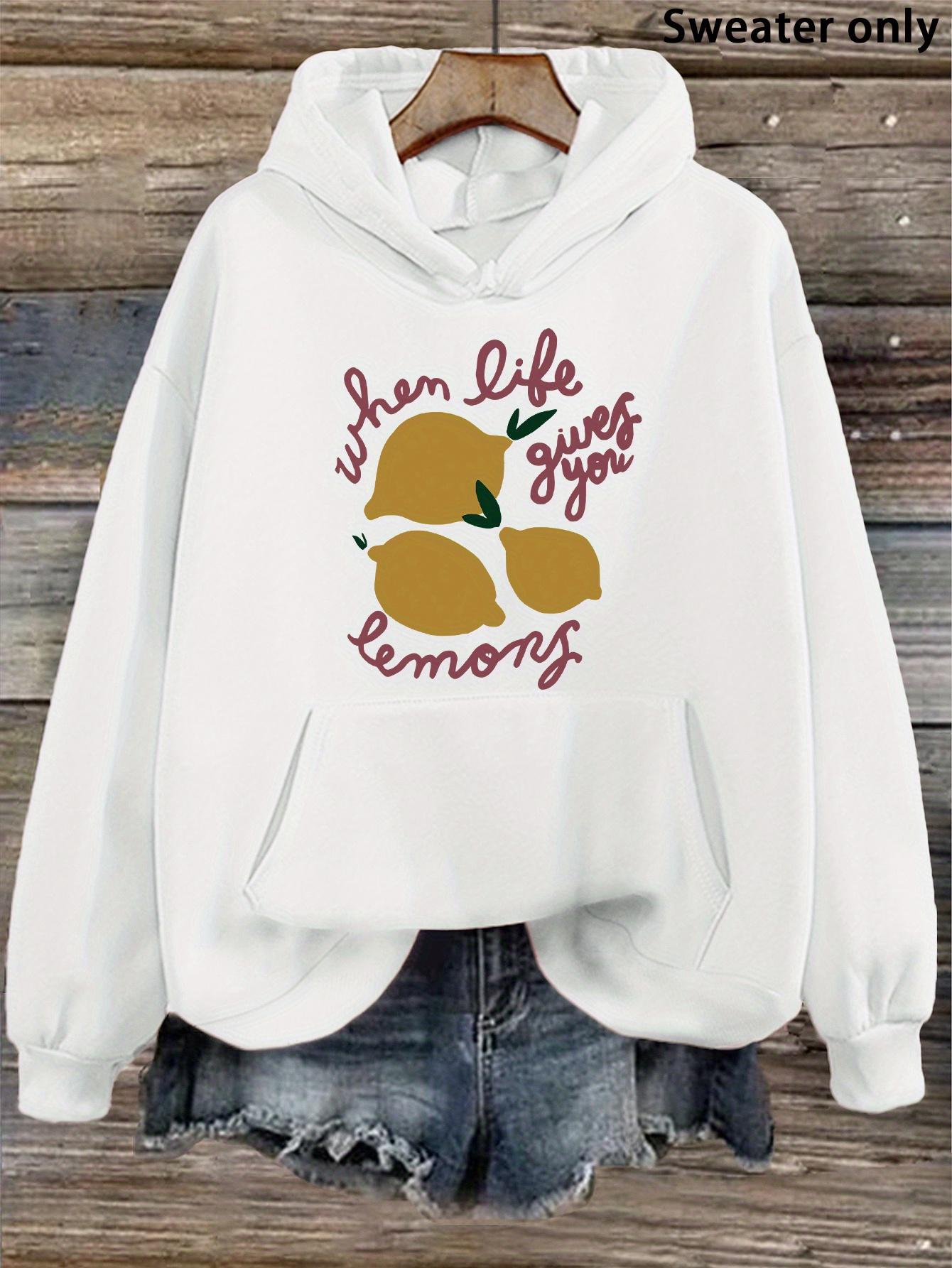 Tailorly Women's Printed Hoodie - When Life Gives You Lemons Surrounded By Bright Playful Sliced Yellow Lemon