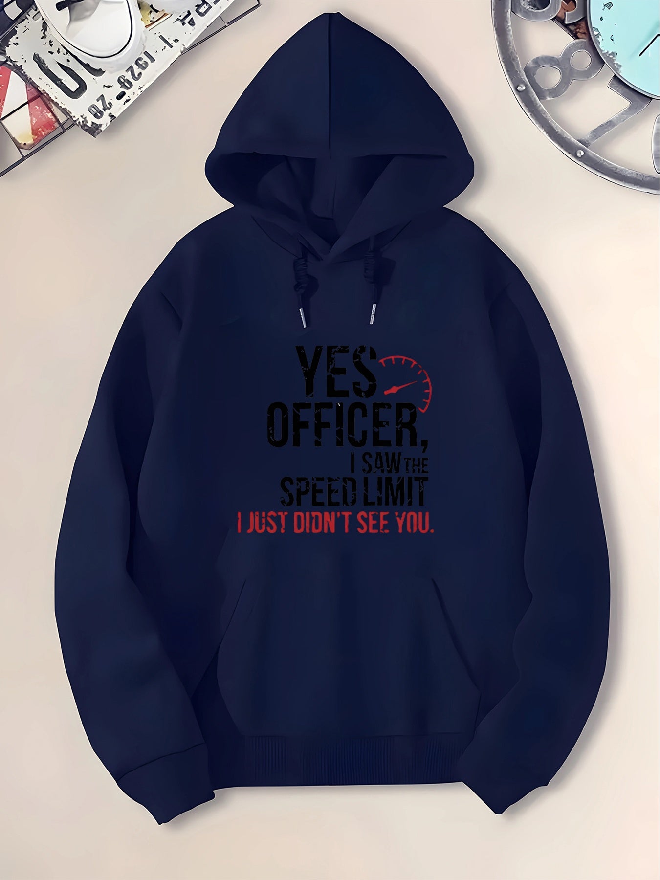 Tailorly Men's Printed Hoodie - Yes Officer I Know The Speed Limit I Just Did Not See You Classic Car Hoodie