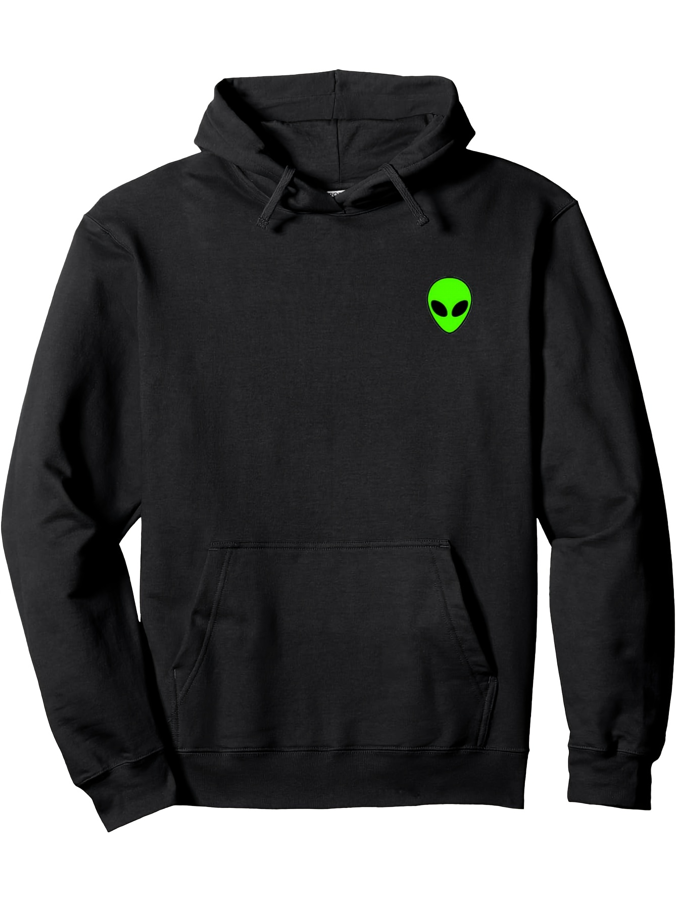 Tailorly Men's Printed Hoodie - Glowing Green Extraterrestrial Icon Under Starlit Night Alien