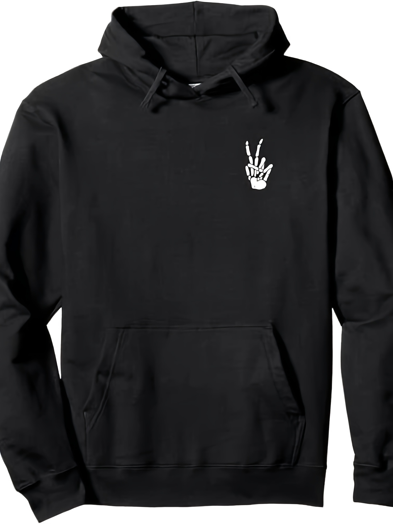 Tailorly Men's Printed Hoodie - Minimal Line Art Peace Hand Symbol Hoodie