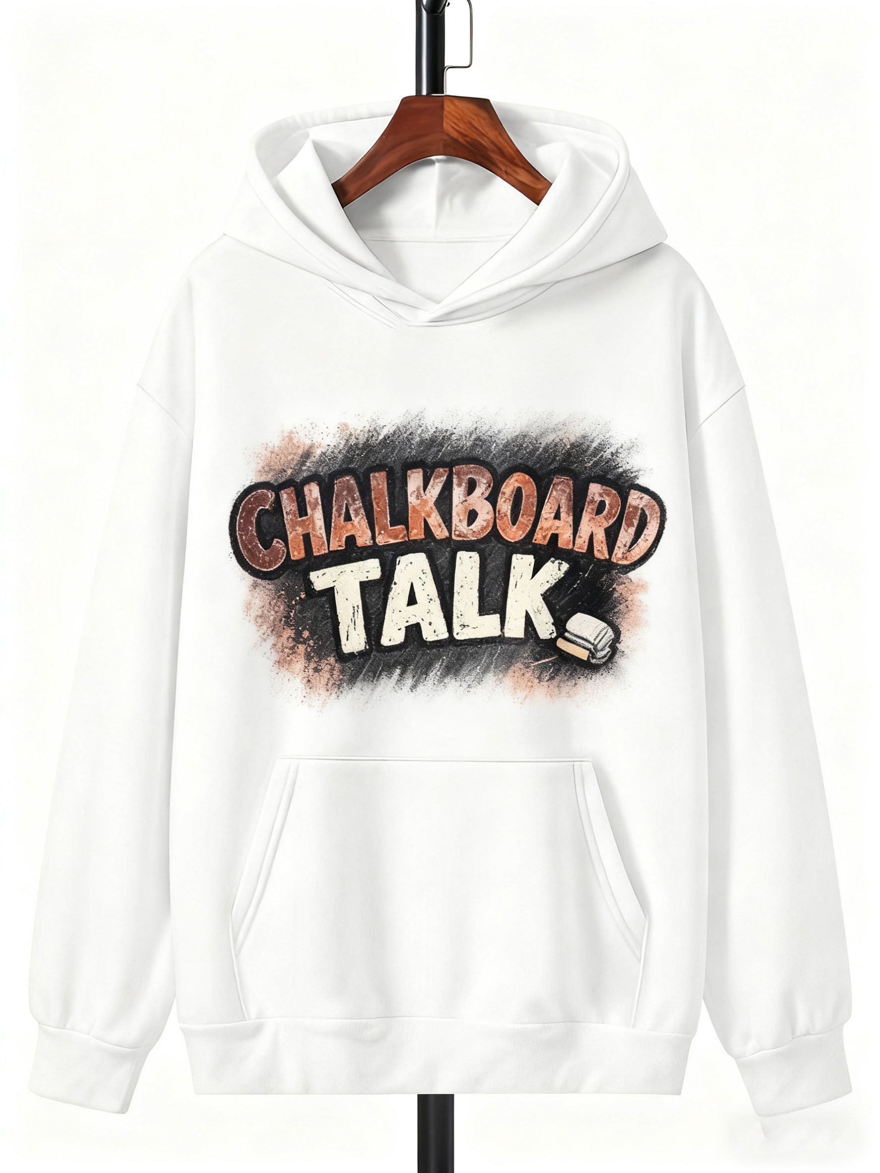 Tailorly Men's Printed Hoodie - Chalkboard Talk With Chalk Scribble And Smudged Letter Details Hoodie