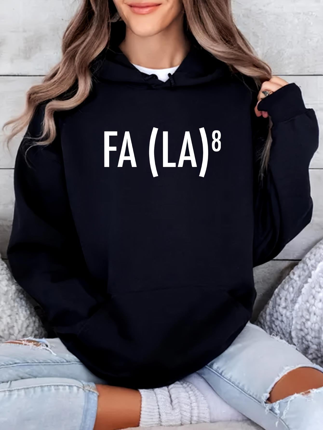 Tailorly Women's Printed Hoodie - Fa La Repeated With Playful Formula Style Typography Sweatshirt