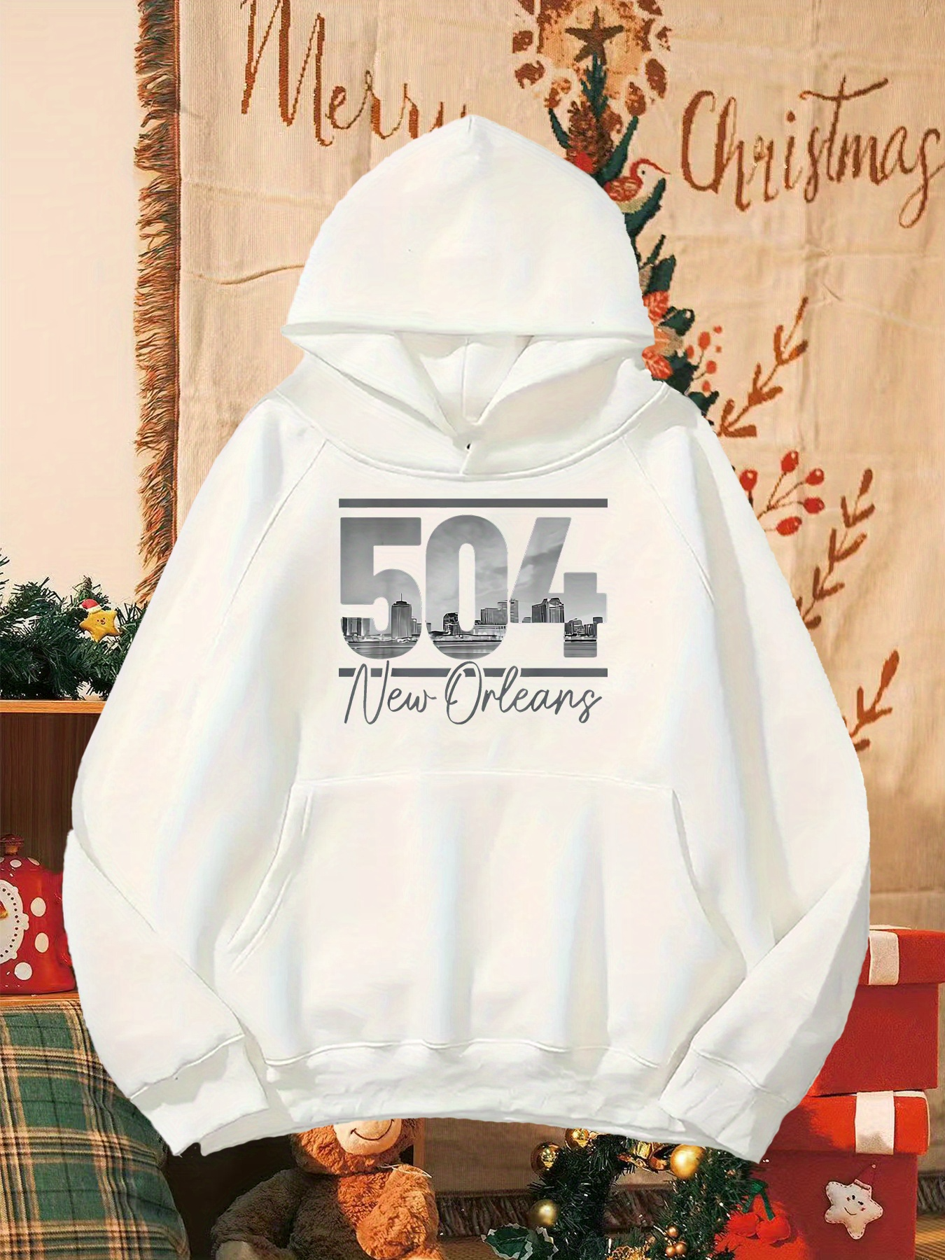 Tailorly Men's Printed Hoodie - 504 New Orleans City Skyline With Urban Landscape Details