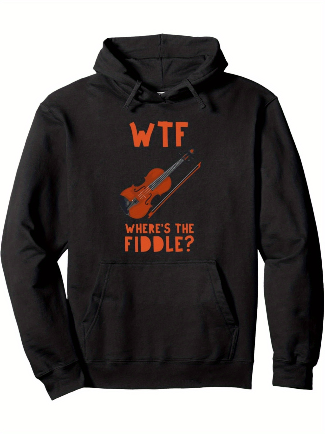 Tailorly Men's Printed Hoodie - WTF Where Is The Fiddle Cartoon Graphic Musical Instrument Fiddle